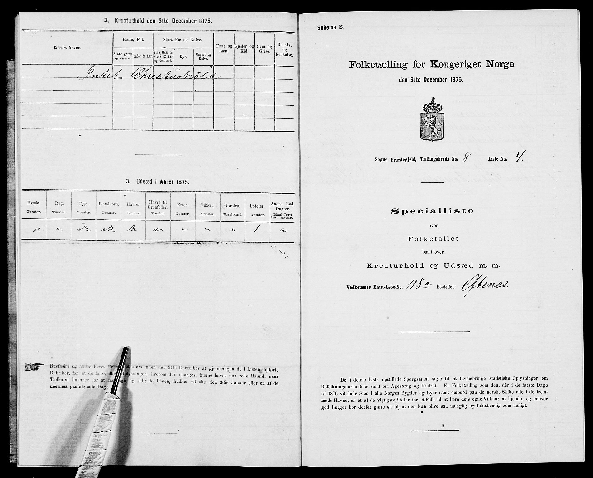 SAK, Folketelling 1875 for 1018P Søgne prestegjeld, 1875, s. 679