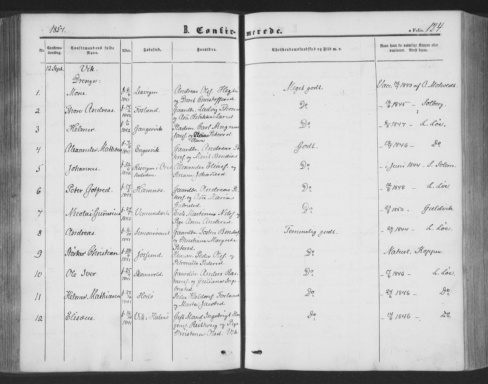Ministerialprotokoller, klokkerbøker og fødselsregistre - Nord-Trøndelag, SAT/A-1458/773/L0615: Ministerialbok nr. 773A06, 1857-1870, s. 124
