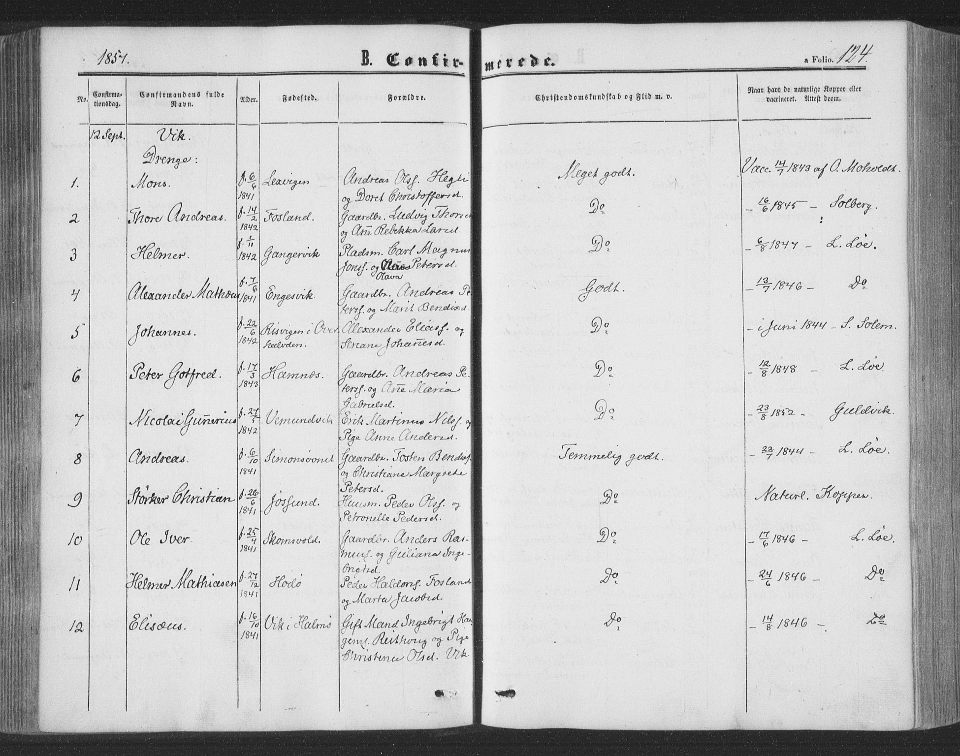 Ministerialprotokoller, klokkerbøker og fødselsregistre - Nord-Trøndelag, AV/SAT-A-1458/773/L0615: Ministerialbok nr. 773A06, 1857-1870, s. 124