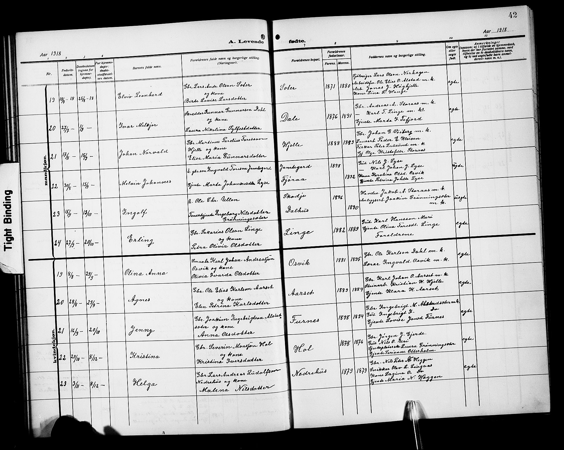 Ministerialprotokoller, klokkerbøker og fødselsregistre - Møre og Romsdal, SAT/A-1454/519/L0265: Klokkerbok nr. 519C06, 1911-1921, s. 42