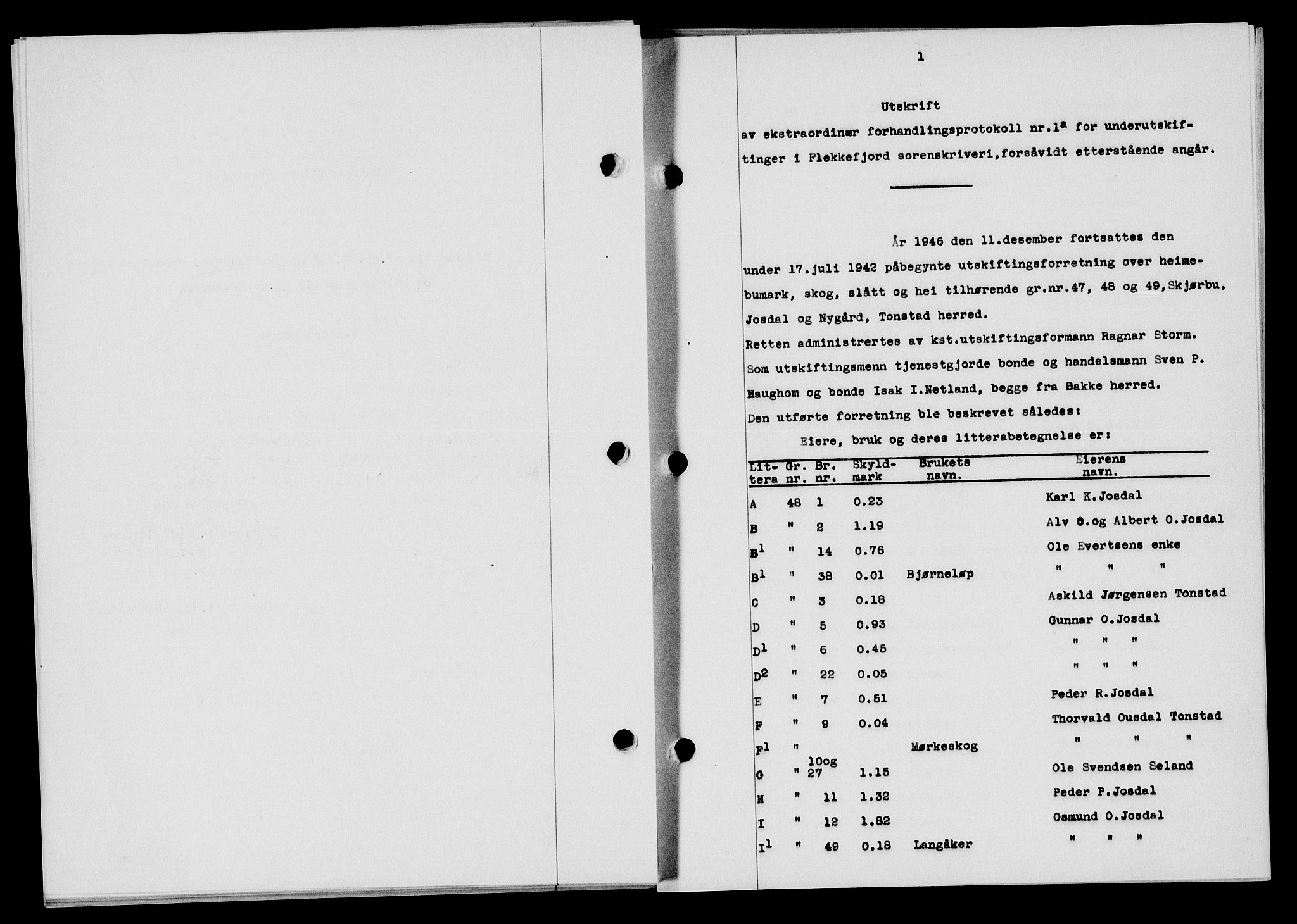 Flekkefjord sorenskriveri, SAK/1221-0001/G/Gb/Gba/L0061: Pantebok nr. A-9, 1946-1947, Dagboknr: 277/1947