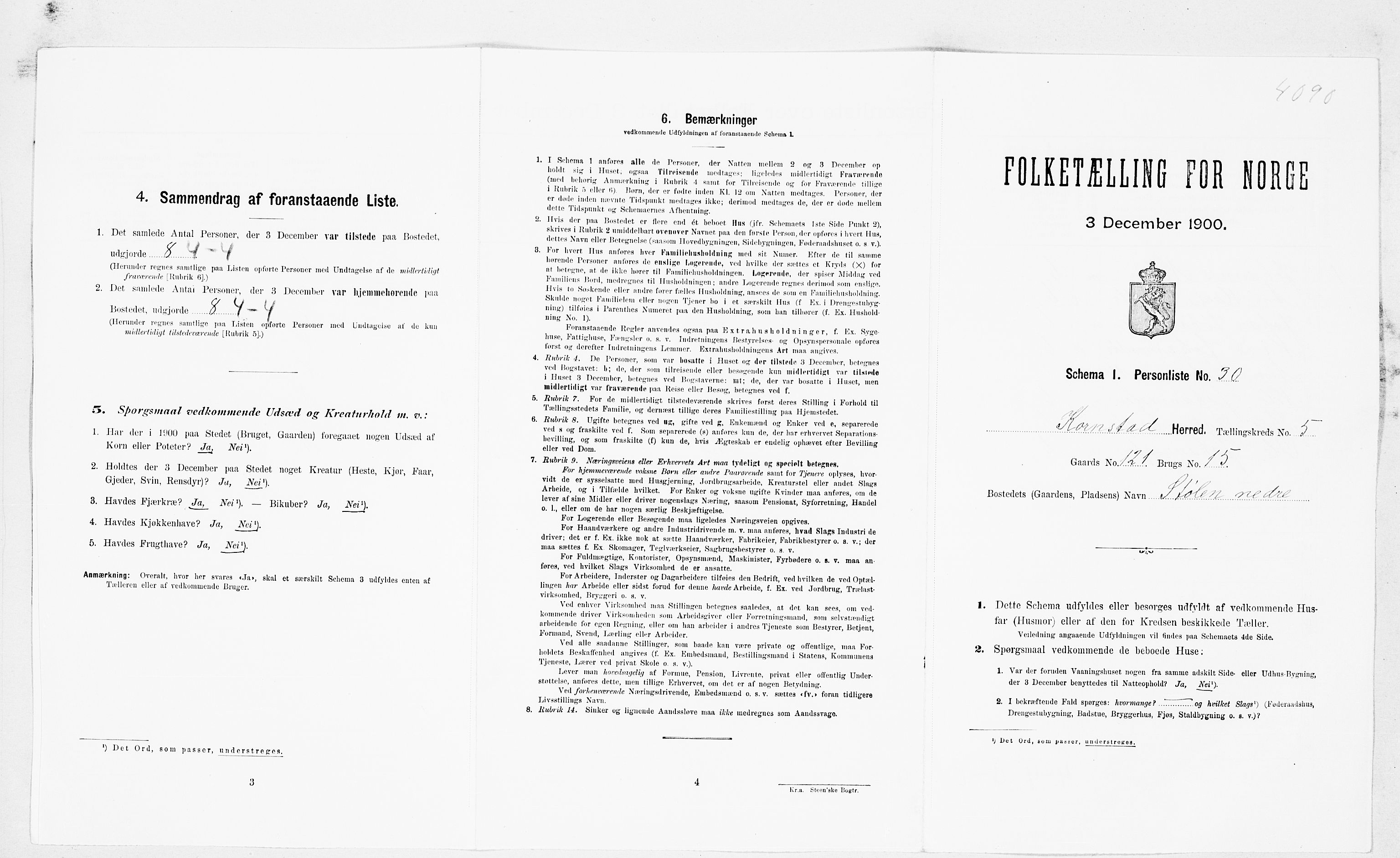 SAT, Folketelling 1900 for 1552 Kornstad herred, 1900, s. 424
