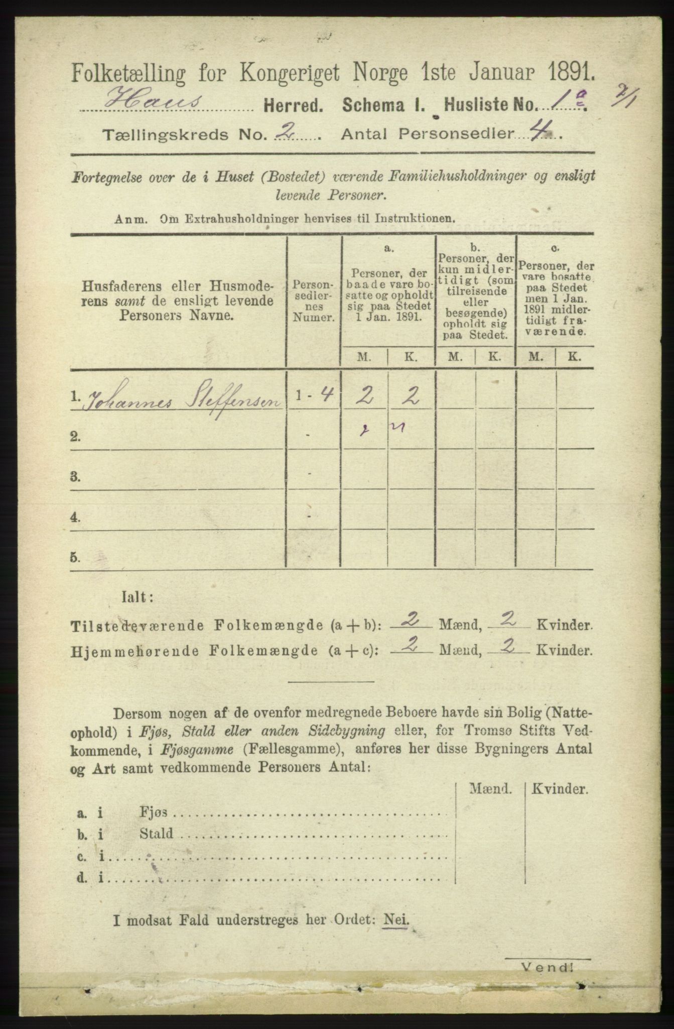 RA, Folketelling 1891 for 1250 Haus herred, 1891, s. 449