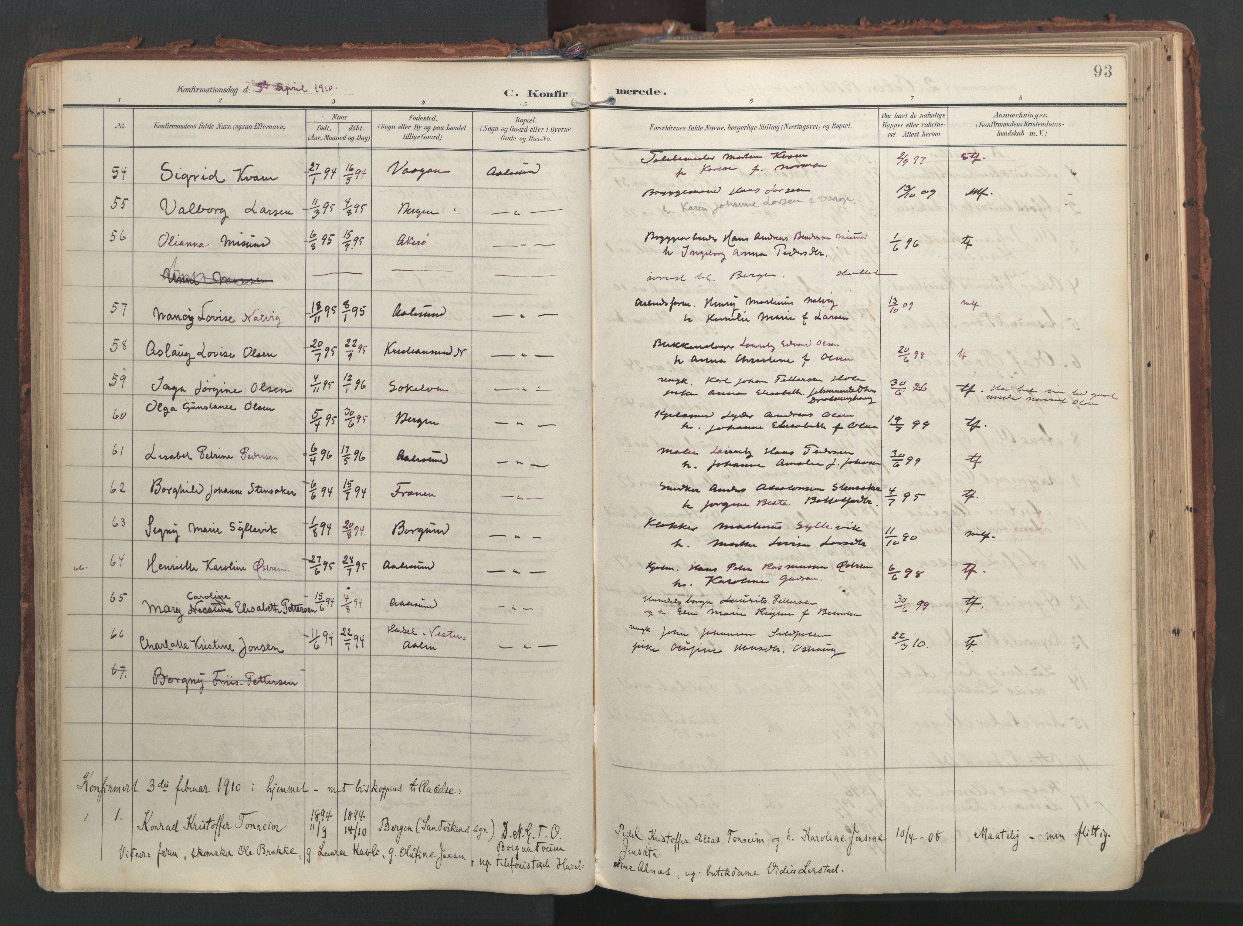 Ministerialprotokoller, klokkerbøker og fødselsregistre - Møre og Romsdal, SAT/A-1454/529/L0459: Ministerialbok nr. 529A09, 1904-1917, s. 93