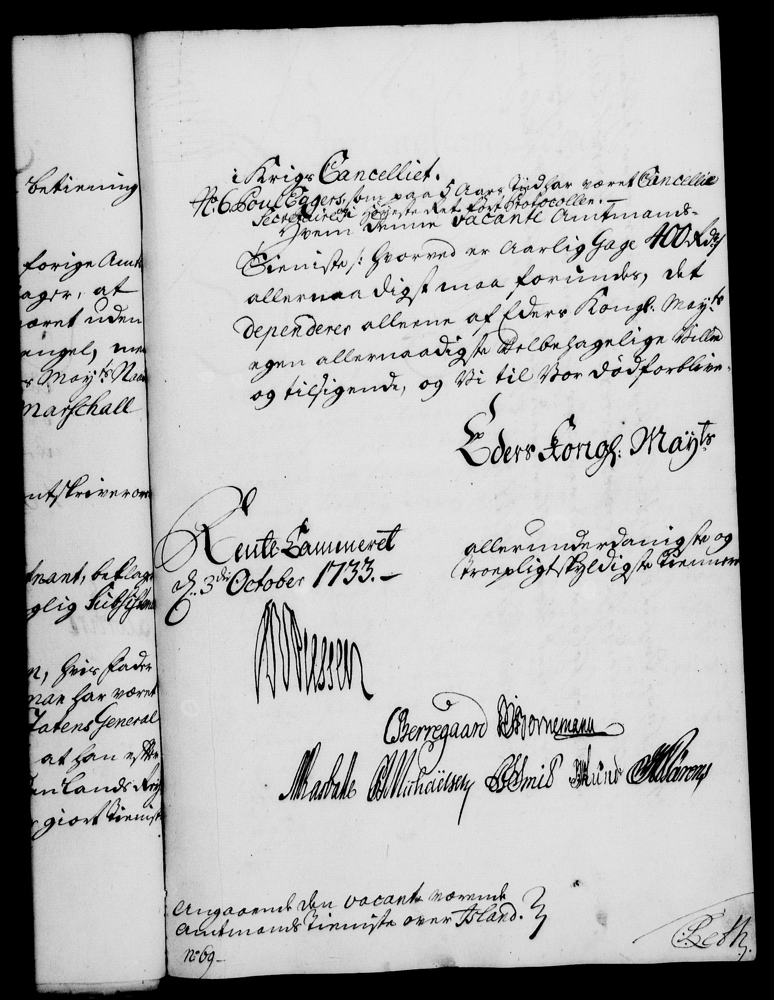 Rentekammeret, Kammerkanselliet, AV/RA-EA-3111/G/Gf/Gfa/L0016: Norsk relasjons- og resolusjonsprotokoll (merket RK 52.16), 1733, s. 335