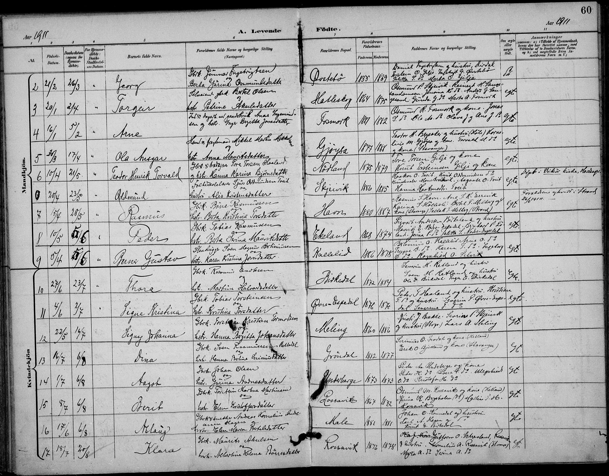 Høgsfjord sokneprestkontor, AV/SAST-A-101624/H/Ha/Haa/L0007: Ministerialbok nr. A 7, 1898-1917, s. 60