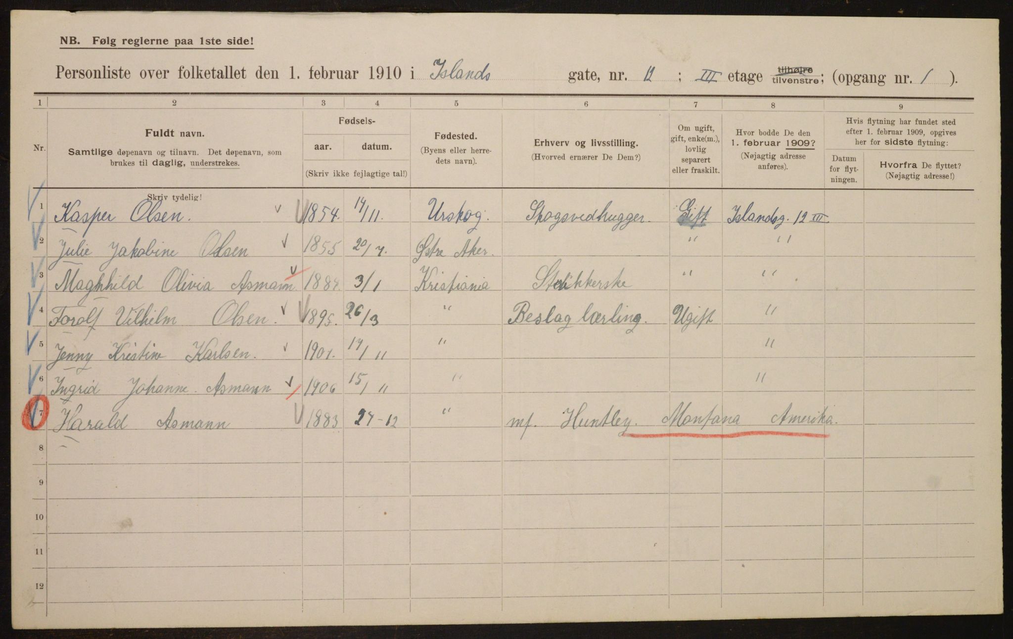 OBA, Kommunal folketelling 1.2.1910 for Kristiania, 1910, s. 43563