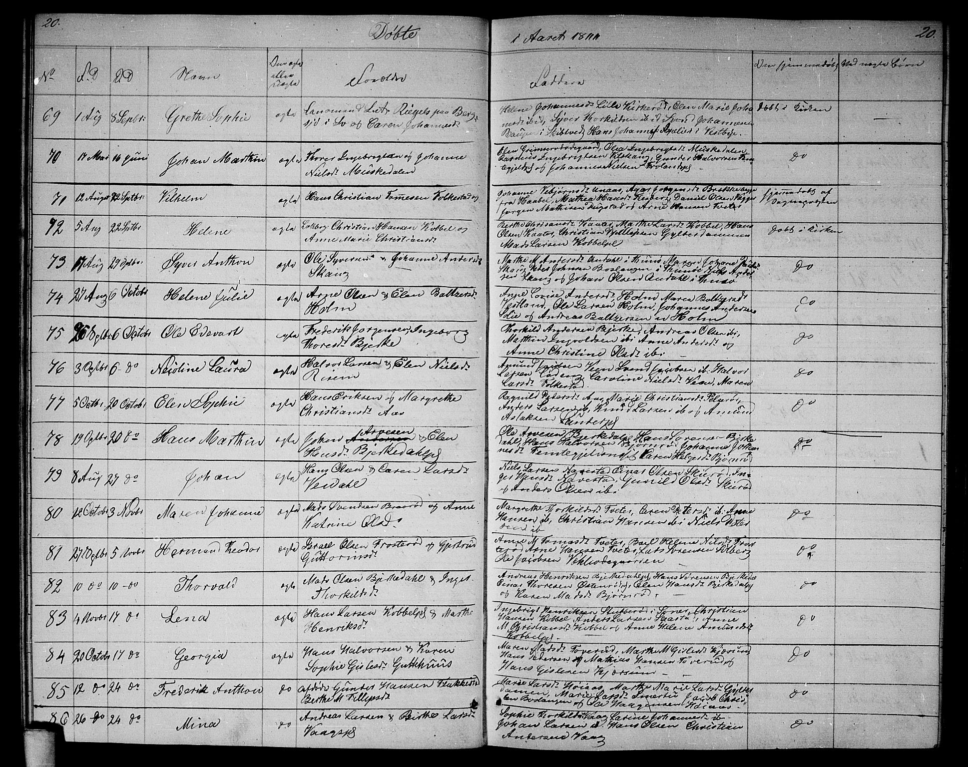 Våler prestekontor Kirkebøker, AV/SAO-A-11083/G/Ga/L0002: Klokkerbok nr. I 2, 1839-1860, s. 20