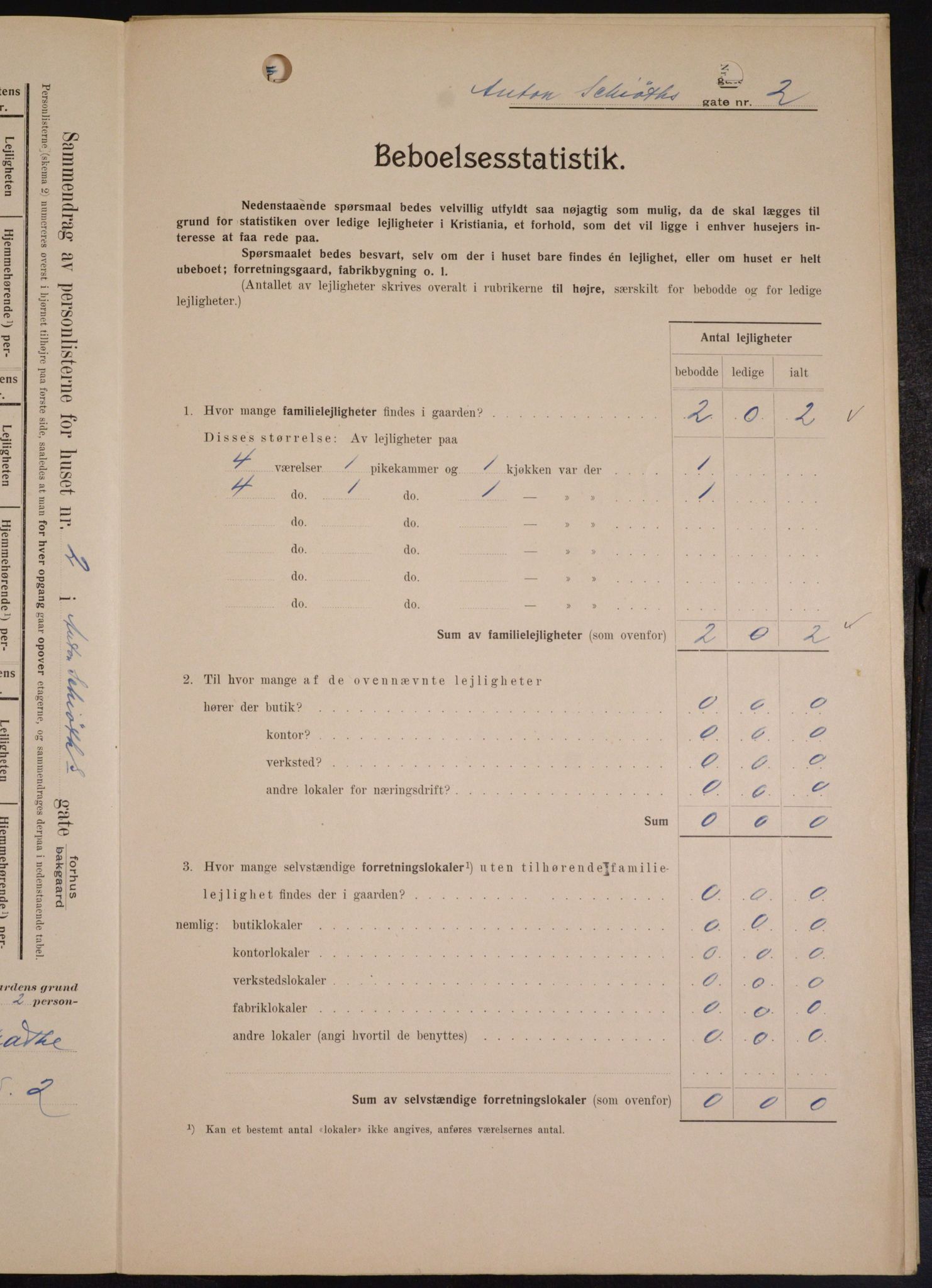 OBA, Kommunal folketelling 1.2.1909 for Kristiania kjøpstad, 1909, s. 1303