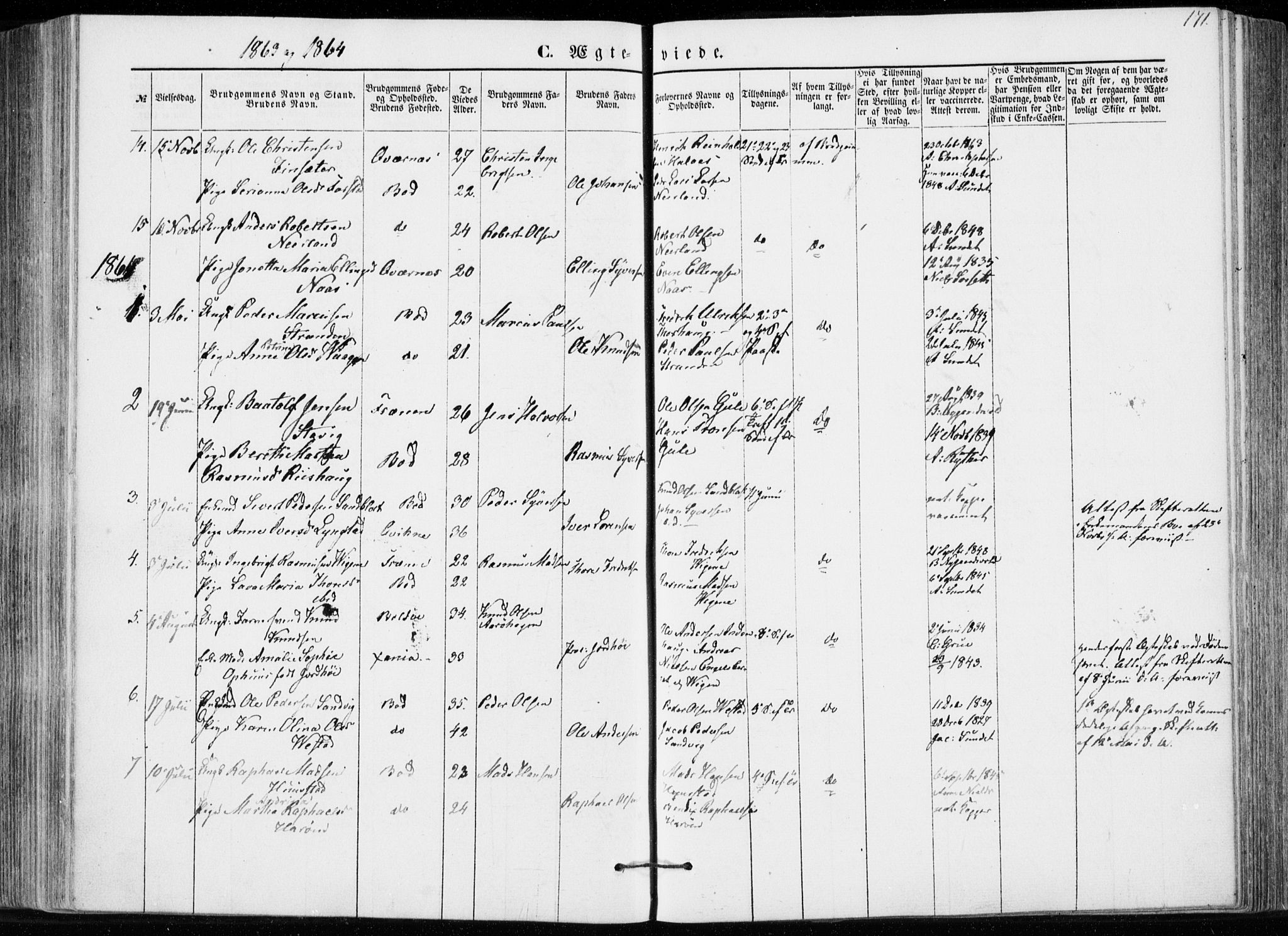 Ministerialprotokoller, klokkerbøker og fødselsregistre - Møre og Romsdal, AV/SAT-A-1454/566/L0767: Ministerialbok nr. 566A06, 1852-1868, s. 171