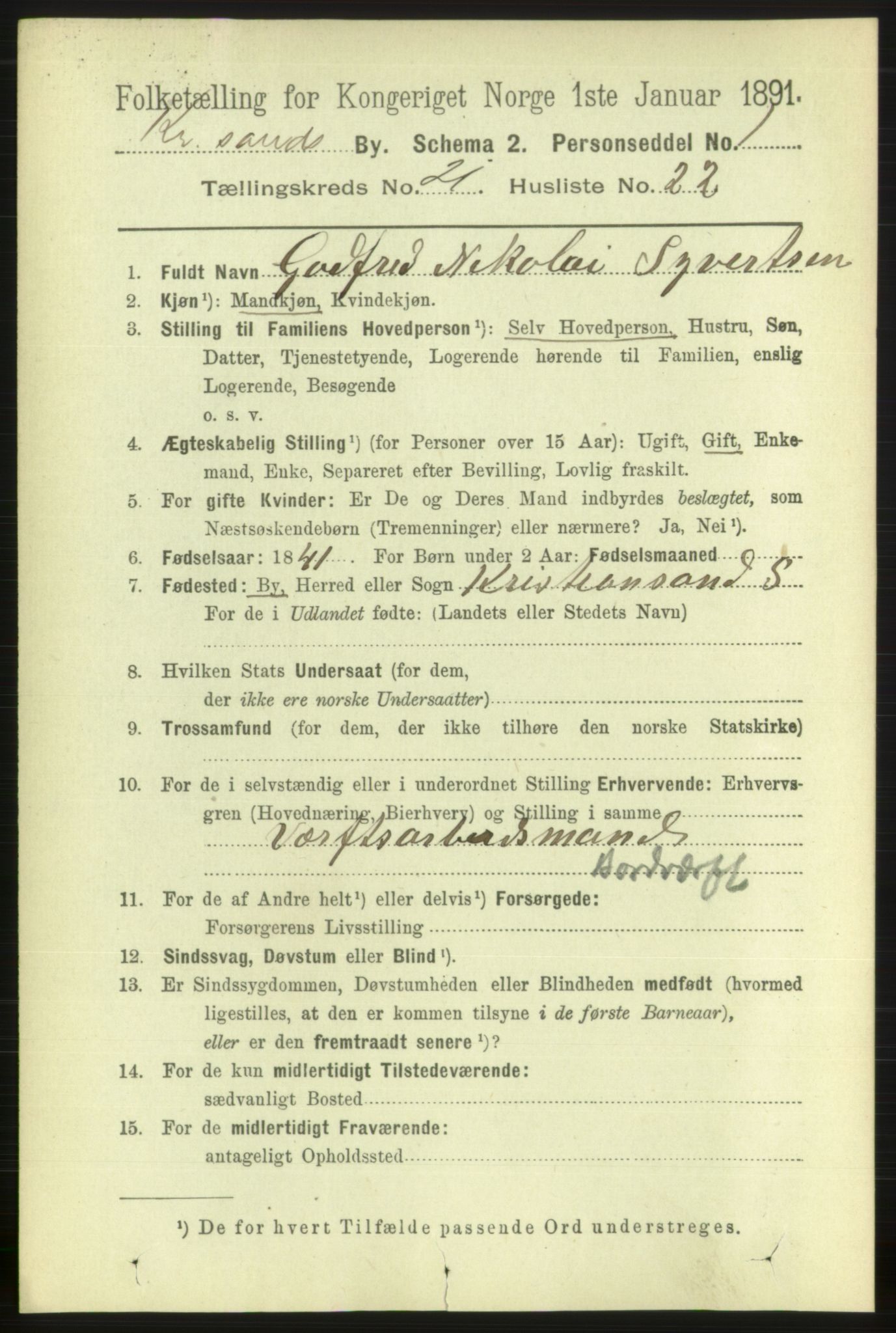 RA, Folketelling 1891 for 1001 Kristiansand kjøpstad, 1891, s. 8039