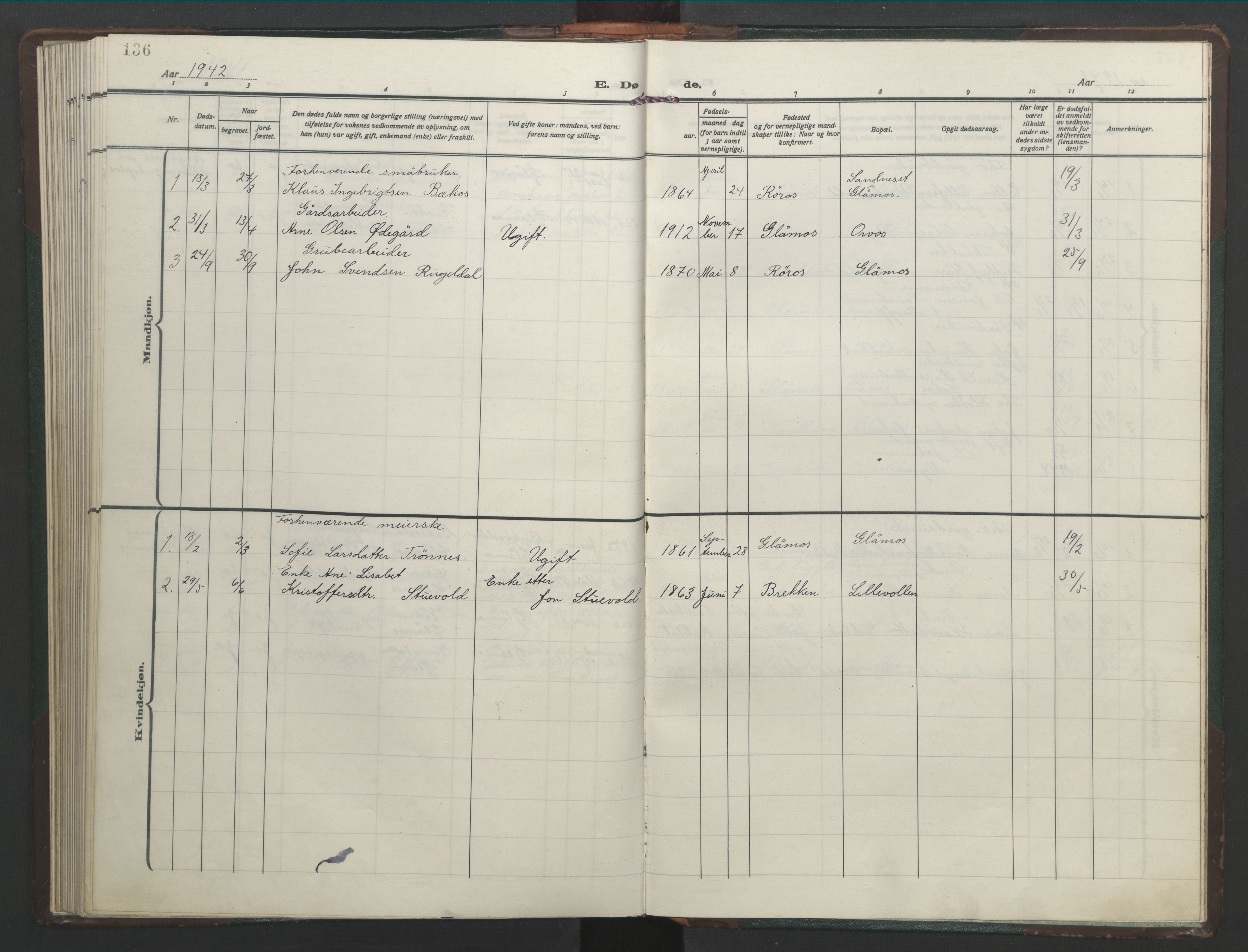 Ministerialprotokoller, klokkerbøker og fødselsregistre - Sør-Trøndelag, SAT/A-1456/682/L0947: Klokkerbok nr. 682C01, 1926-1968, s. 136