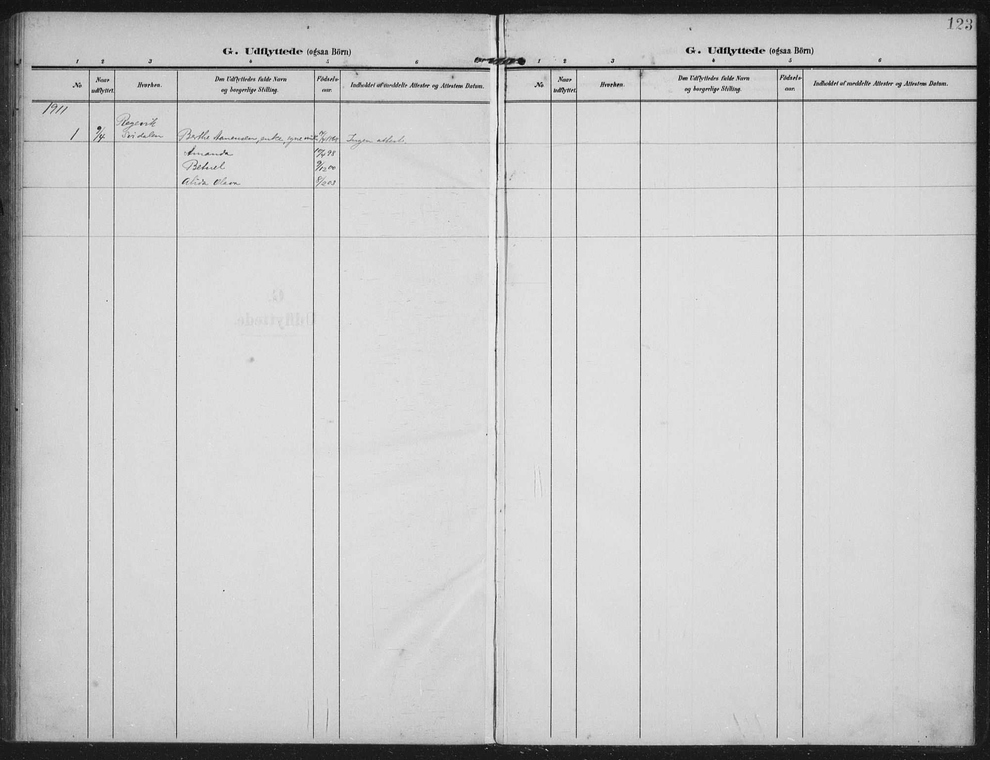 Helleland sokneprestkontor, SAST/A-101810: Ministerialbok nr. A 12, 1906-1923, s. 123