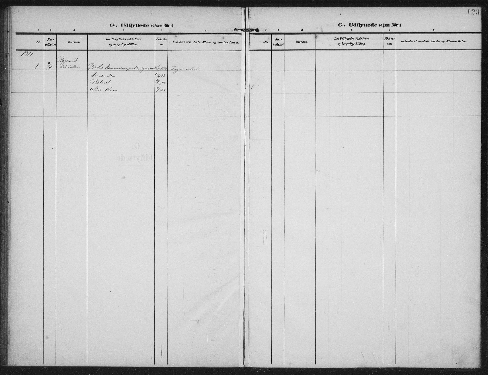 Helleland sokneprestkontor, AV/SAST-A-101810: Ministerialbok nr. A 12, 1906-1923, s. 123