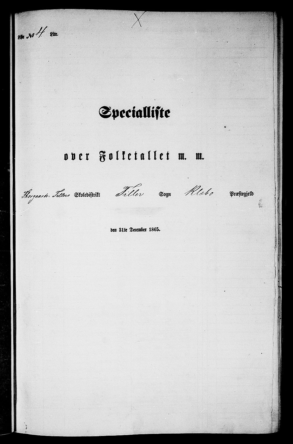 RA, Folketelling 1865 for 1662P Klæbu prestegjeld, 1865, s. 56