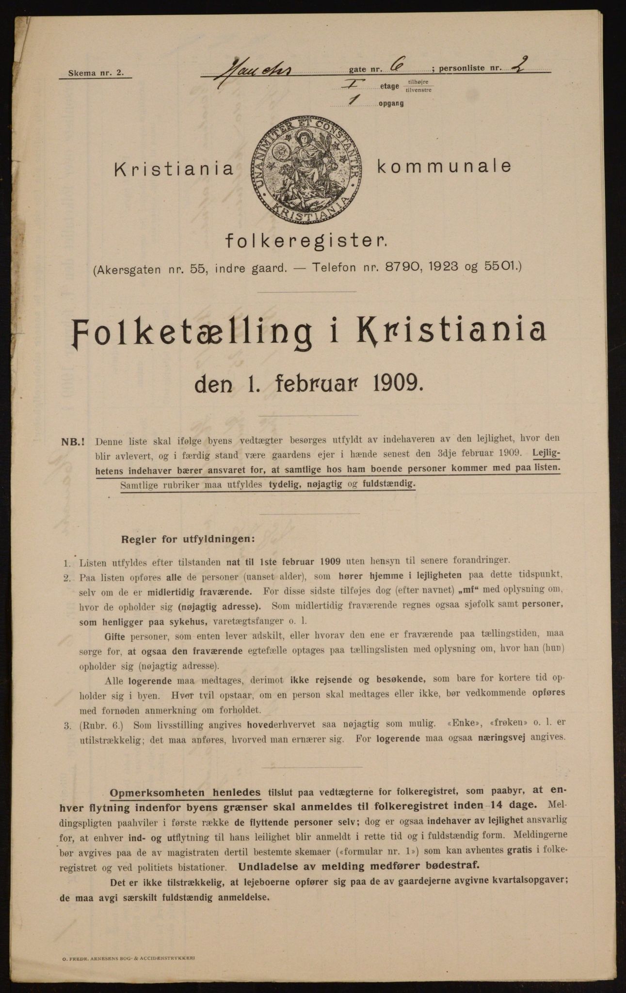 OBA, Kommunal folketelling 1.2.1909 for Kristiania kjøpstad, 1909, s. 31888