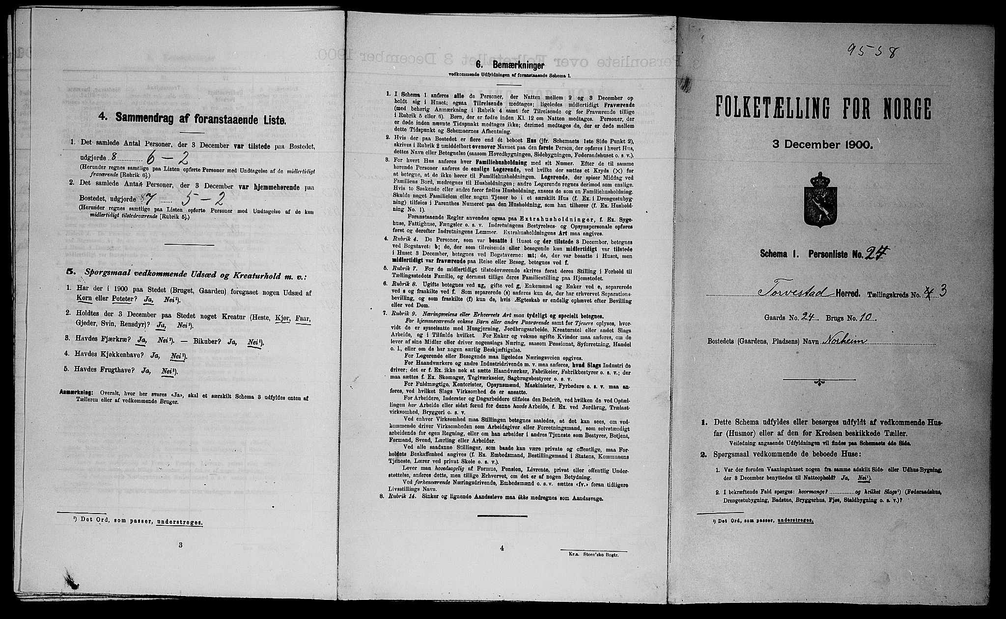 SAST, Folketelling 1900 for 1152 Torvastad herred, 1900, s. 487