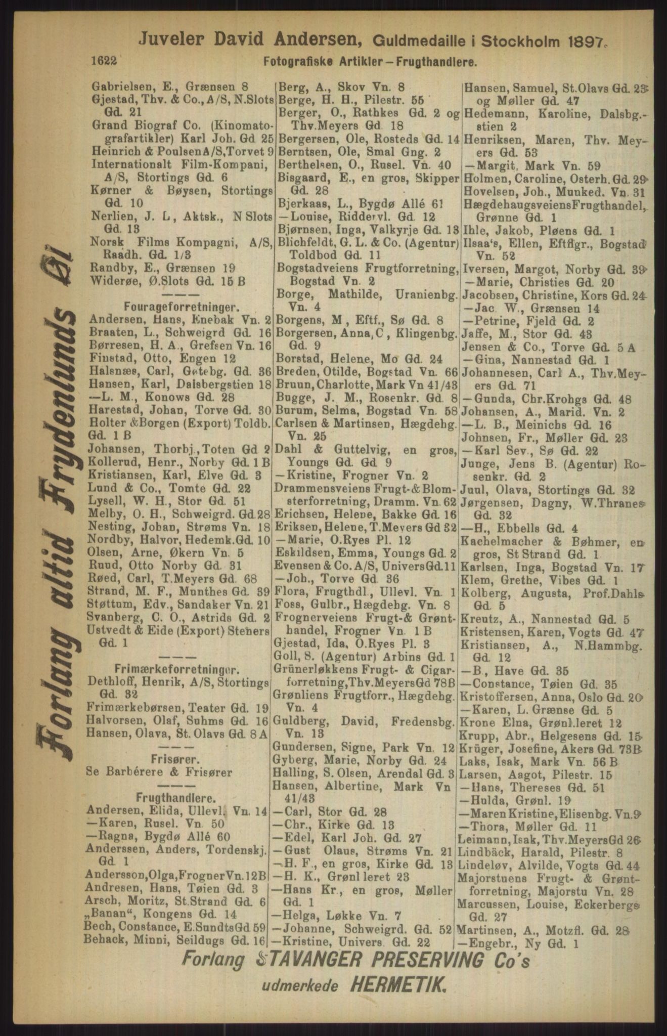 Kristiania/Oslo adressebok, PUBL/-, 1911, s. 1622
