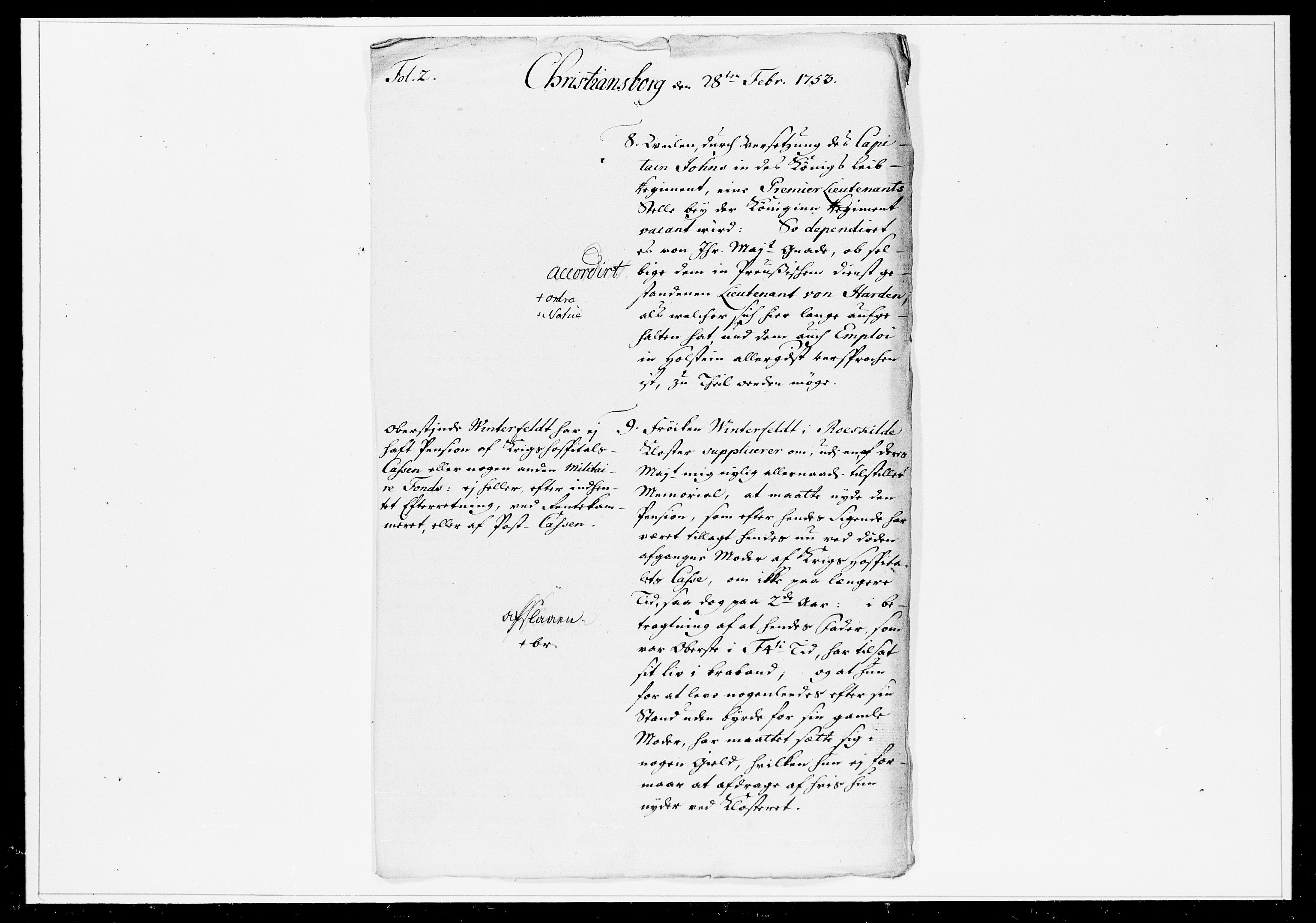 Krigskollegiet, Krigskancelliet, DRA/A-0006/-/1241-1247: Refererede sager, 1753, s. 52