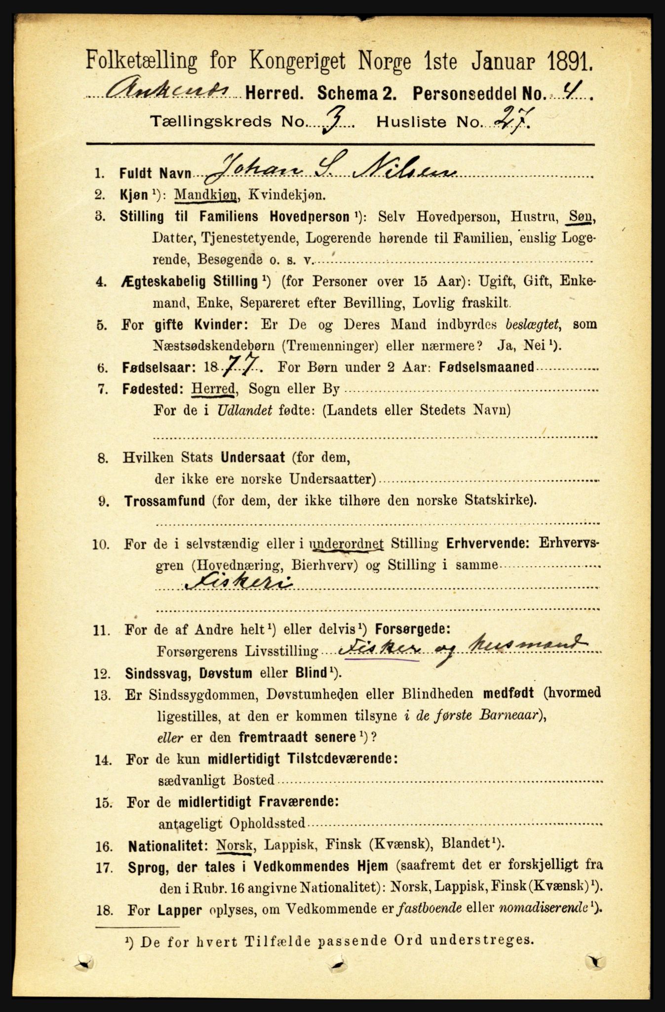 RA, Folketelling 1891 for 1855 Ankenes herred, 1891, s. 1736