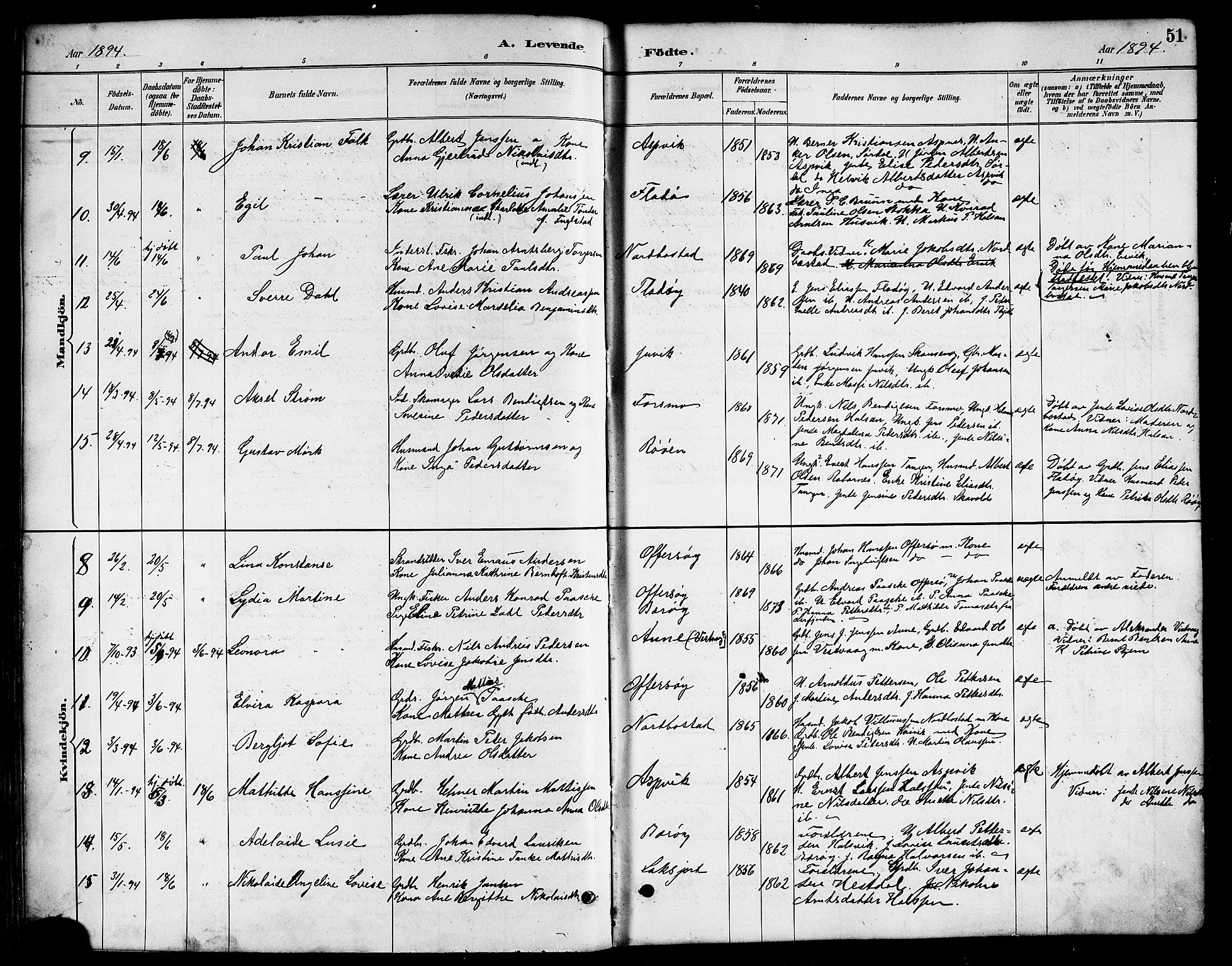 Ministerialprotokoller, klokkerbøker og fødselsregistre - Nordland, AV/SAT-A-1459/817/L0268: Klokkerbok nr. 817C03, 1884-1920, s. 51