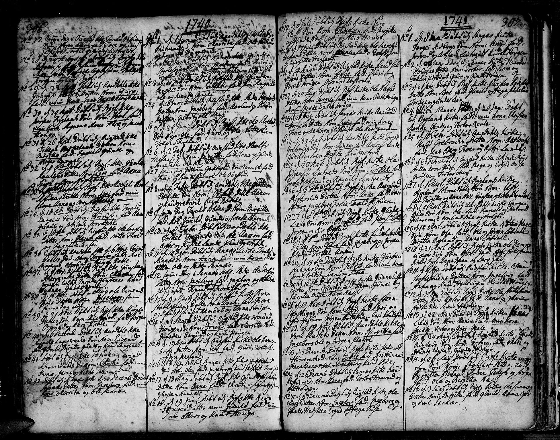 Bygland sokneprestkontor, AV/SAK-1111-0006/F/Fa/Fab/L0001: Ministerialbok nr. A 1, 1725-1766, s. 306-307