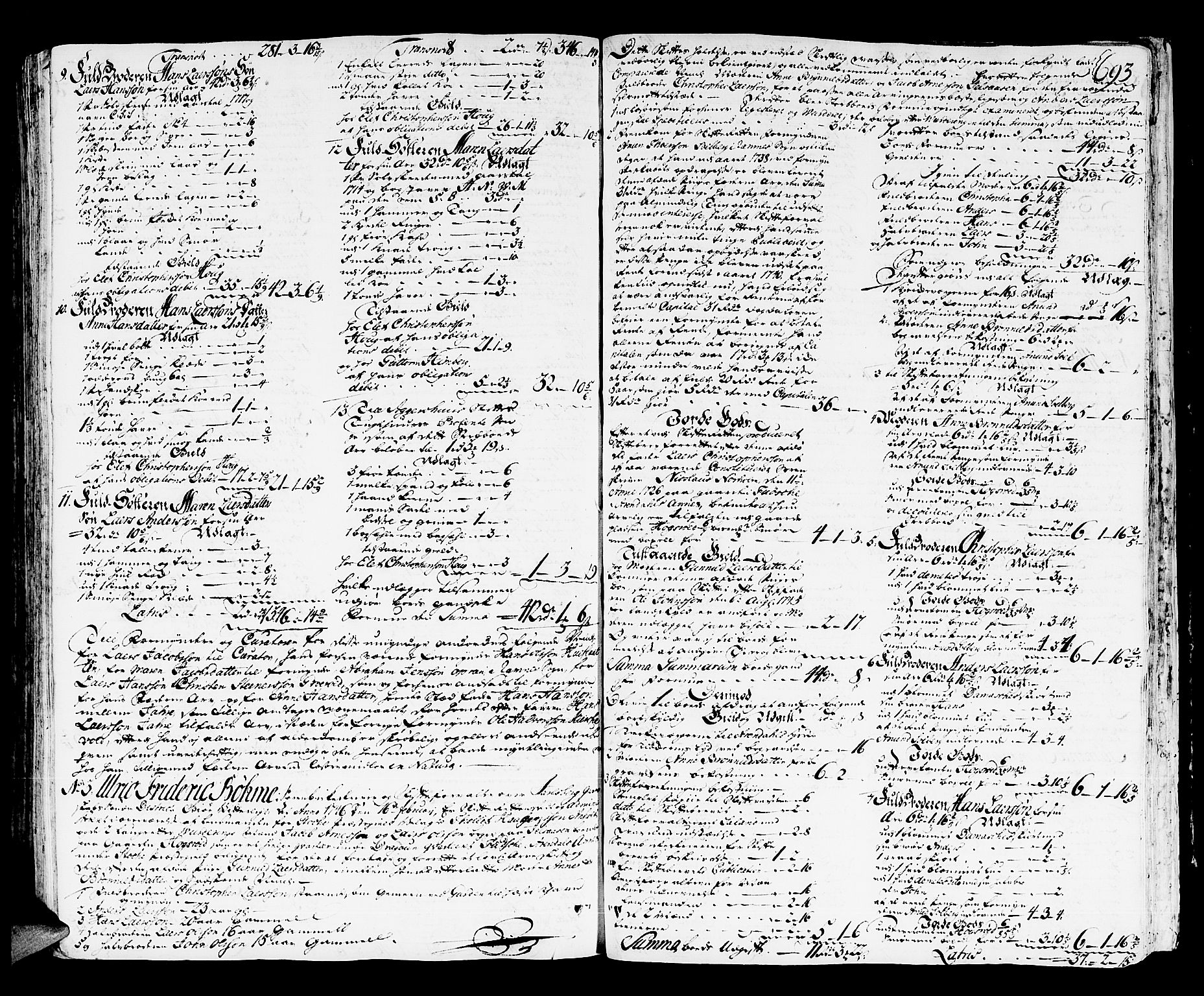 Søndre Jarlsberg sorenskriveri, AV/SAKO-A-129/H/Hb/Hba/L0006: Skifteprotokoll, 1738-1746, s. 692b-693a