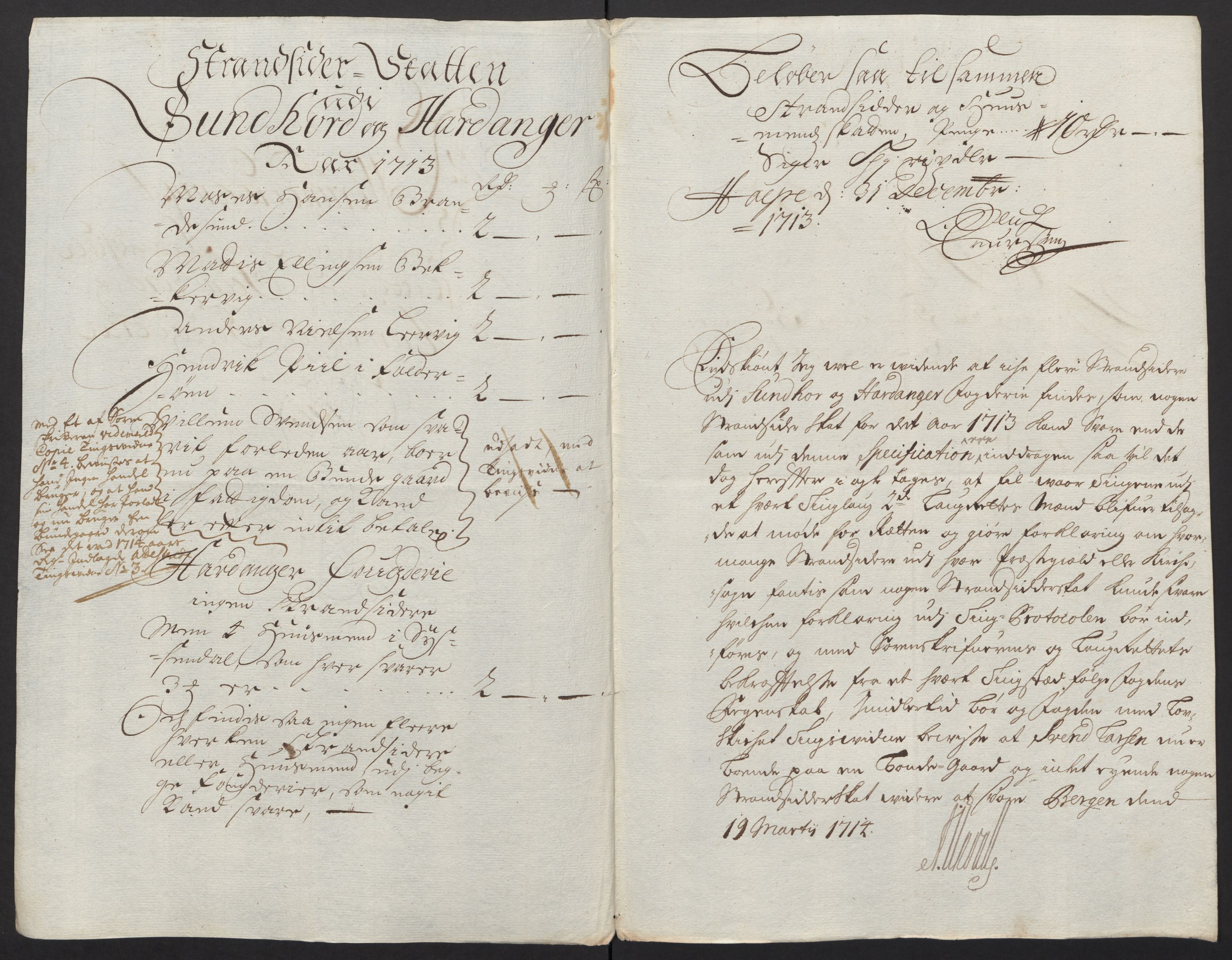 Rentekammeret inntil 1814, Reviderte regnskaper, Fogderegnskap, AV/RA-EA-4092/R48/L2989: Fogderegnskap Sunnhordland og Hardanger, 1713, s. 113