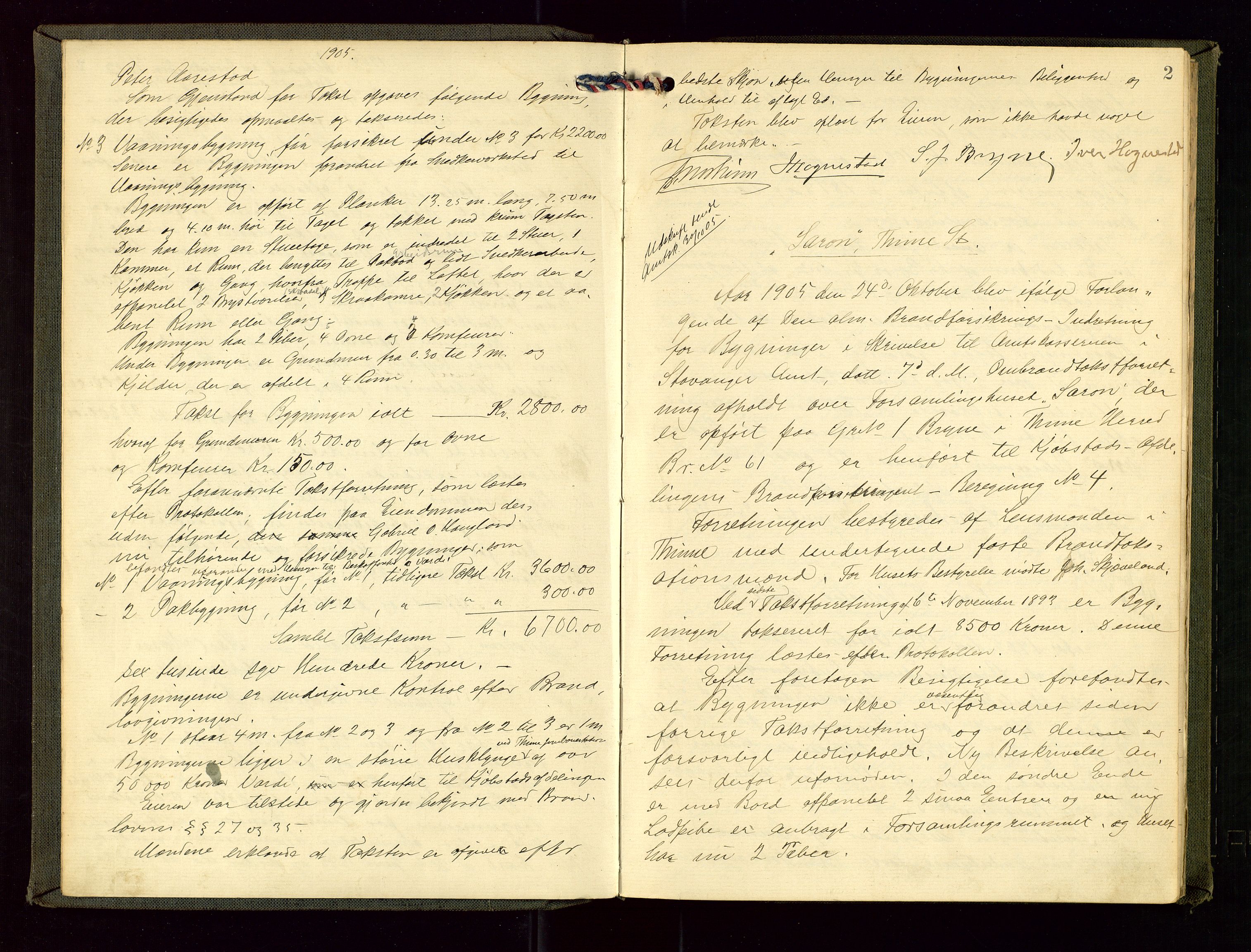 Time lensmannskontor, AV/SAST-A-100420/Goa/L0002: "Brandtakstprotokol", 1904-1920, s. 1b-2a