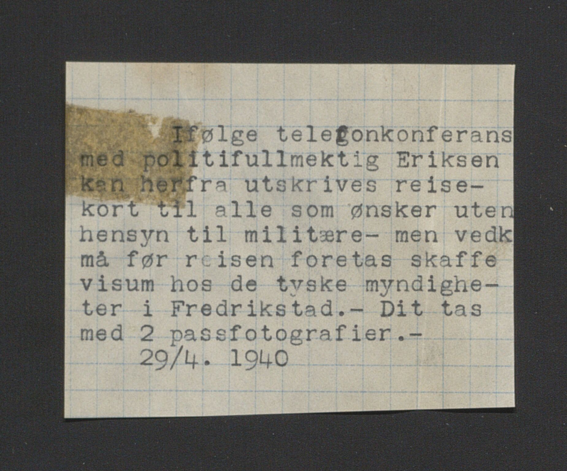 Glemmen lensmannskontor, AV/SAO-A-10123/I/Ic/Ica/L0002: Protokoll over utstedte nordiske reisekort (1939-1940) og utstedte reisetillatelser med jernbanen (1943), 1939-1943