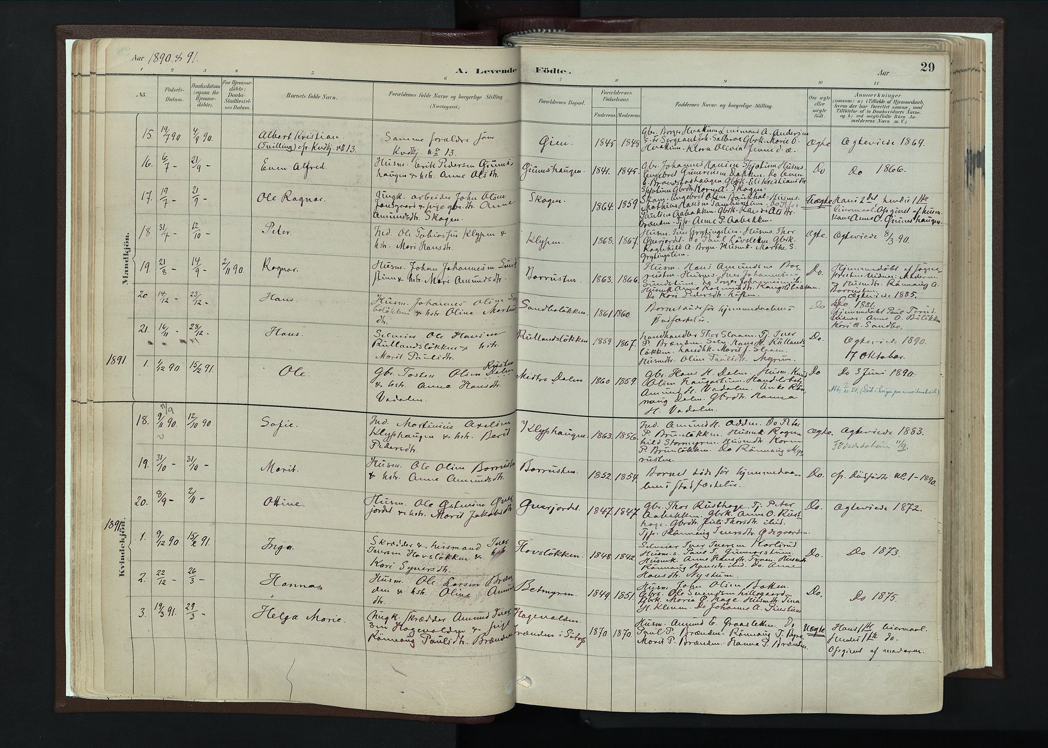 Nord-Fron prestekontor, AV/SAH-PREST-080/H/Ha/Haa/L0004: Ministerialbok nr. 4, 1884-1914, s. 29