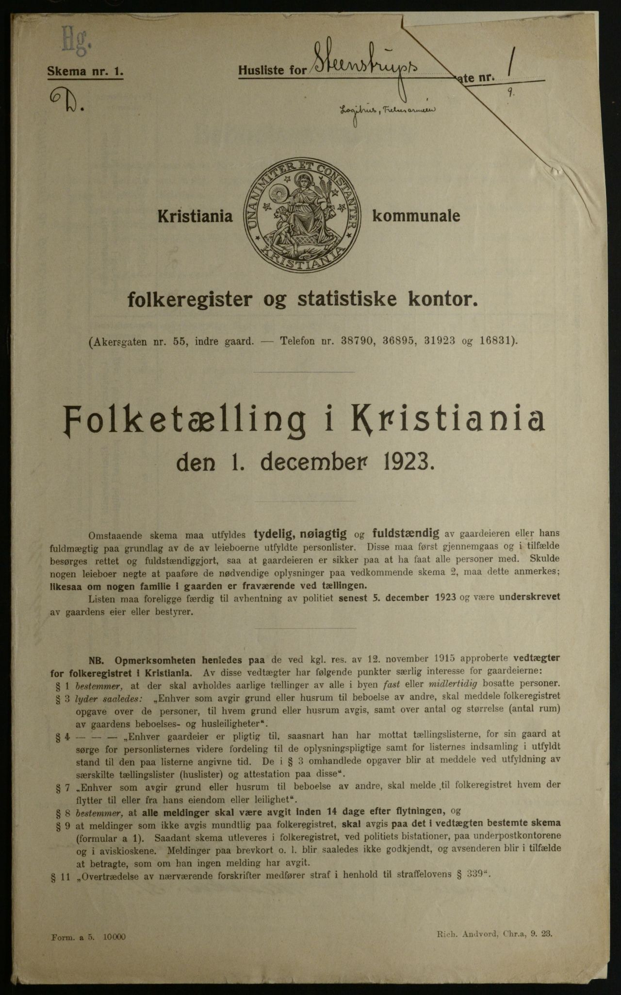 OBA, Kommunal folketelling 1.12.1923 for Kristiania, 1923, s. 111411