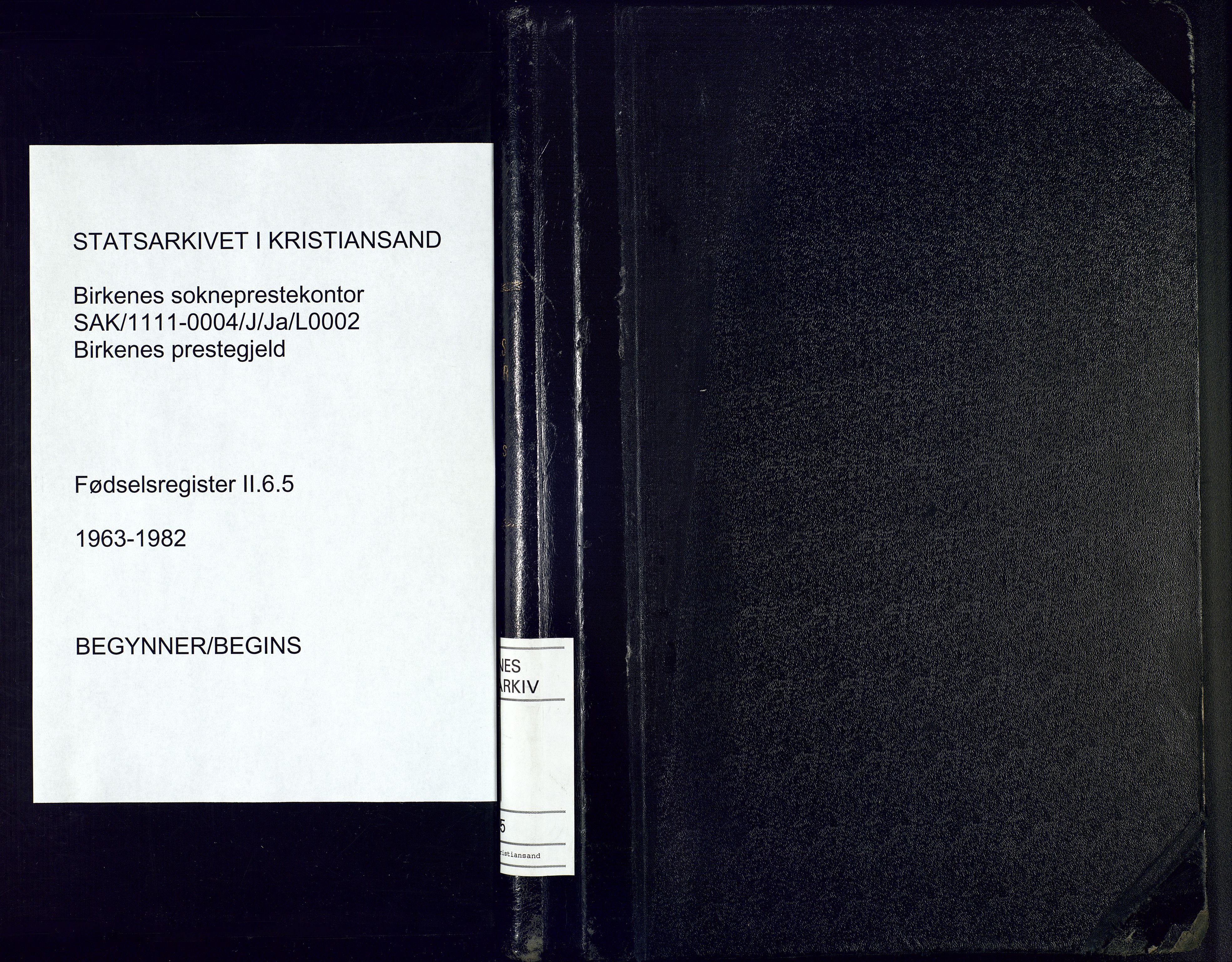 Birkenes sokneprestkontor, SAK/1111-0004/J/Ja/L0002: Fødselsregister nr. II.6.5, 1963-1982