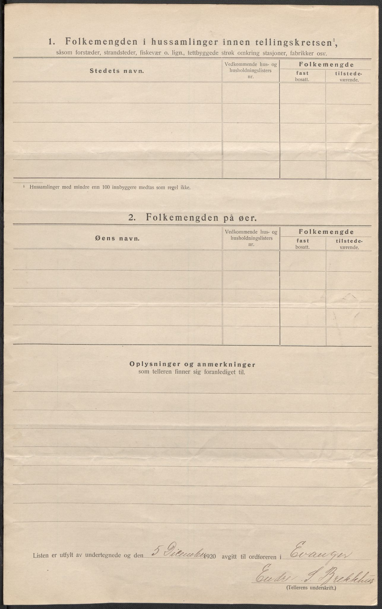 SAB, Folketelling 1920 for 1237 Evanger herred, 1920, s. 23