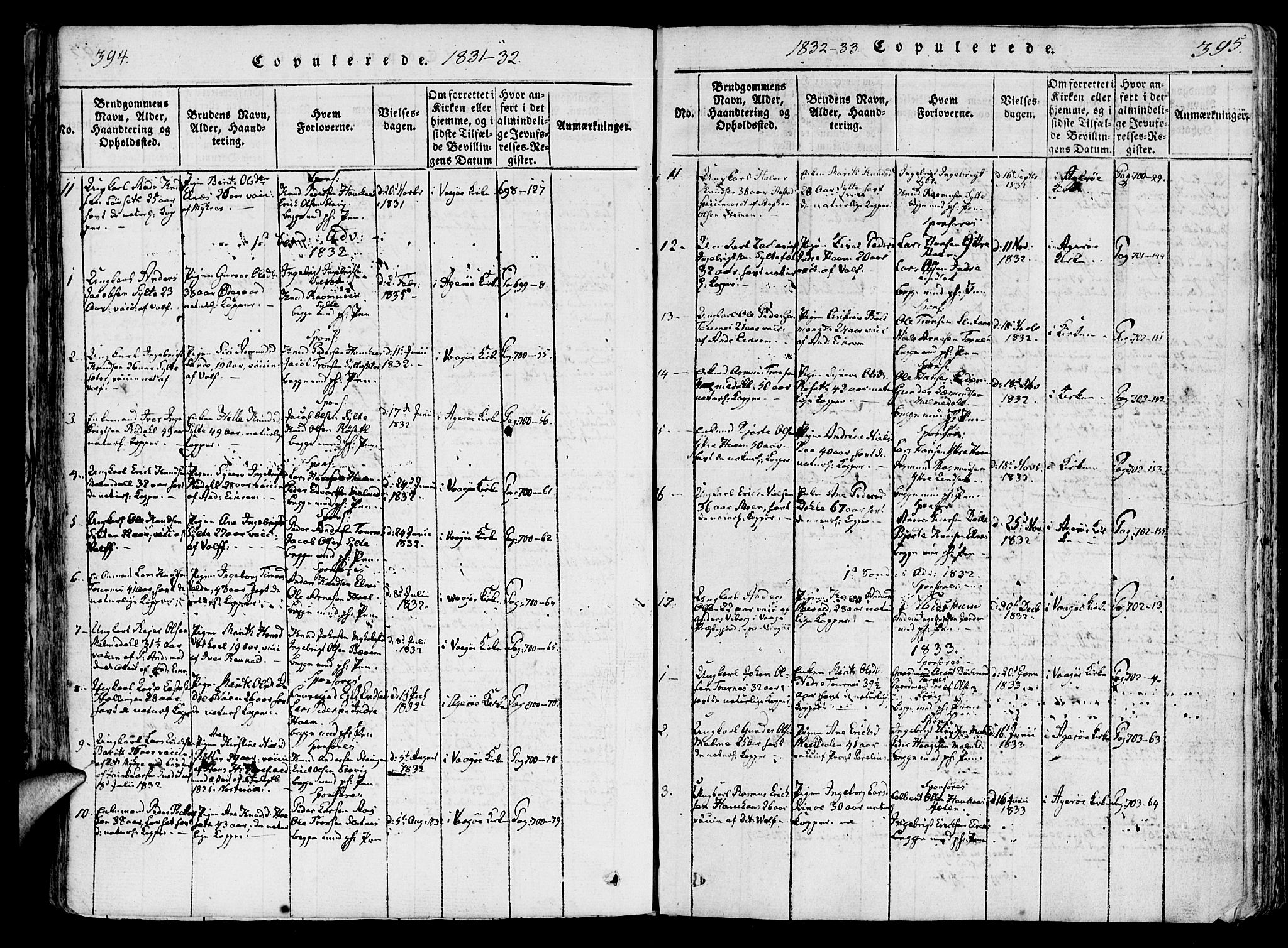 Ministerialprotokoller, klokkerbøker og fødselsregistre - Møre og Romsdal, SAT/A-1454/565/L0747: Ministerialbok nr. 565A01, 1817-1844, s. 394-395