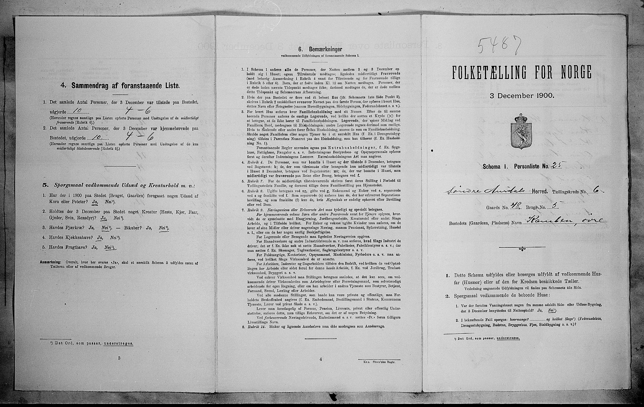 SAH, Folketelling 1900 for 0540 Sør-Aurdal herred, 1900, s. 706