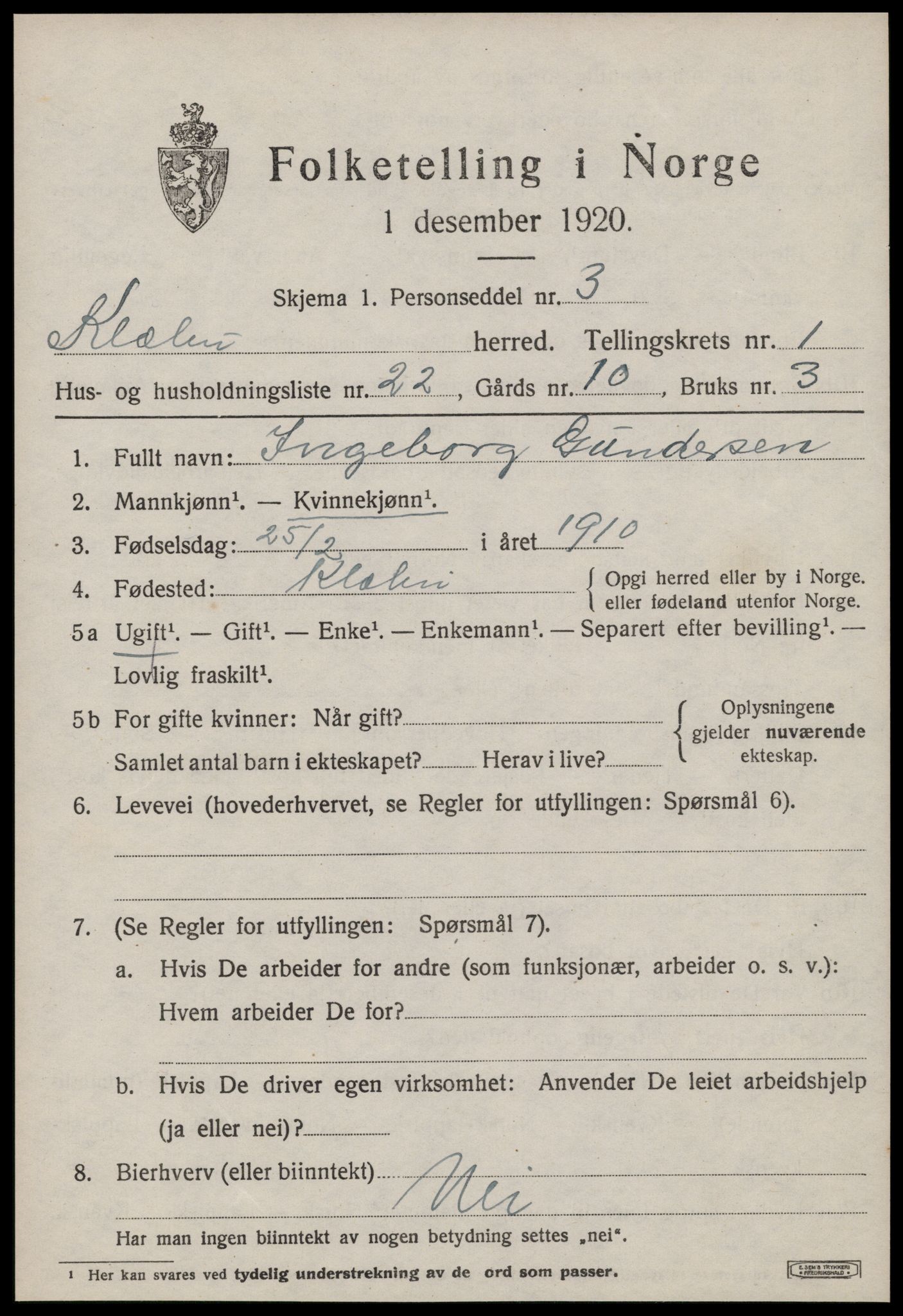 SAT, Folketelling 1920 for 1662 Klæbu herred, 1920, s. 638