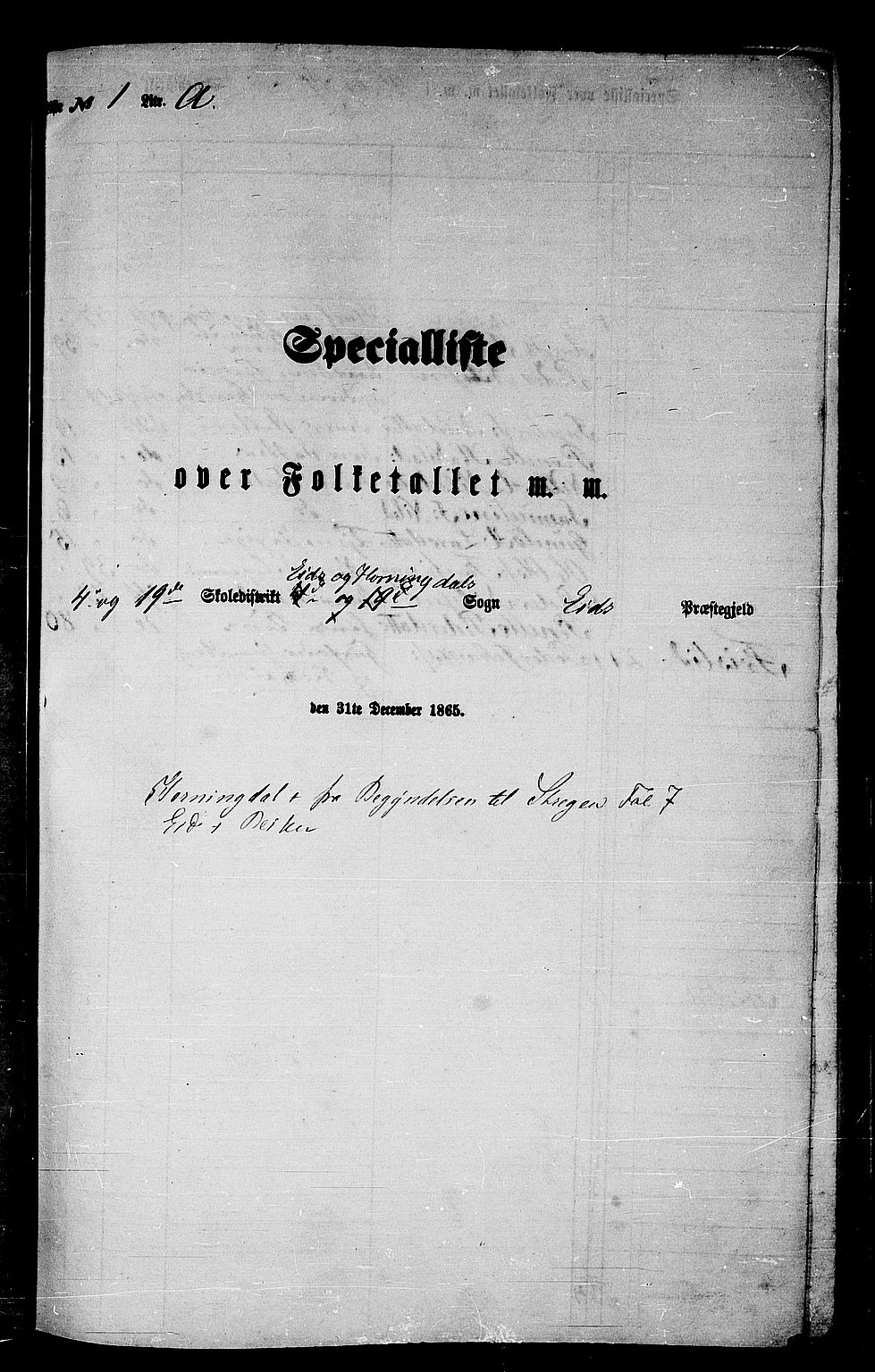 RA, Folketelling 1865 for 1443P Eid prestegjeld, 1865, s. 15