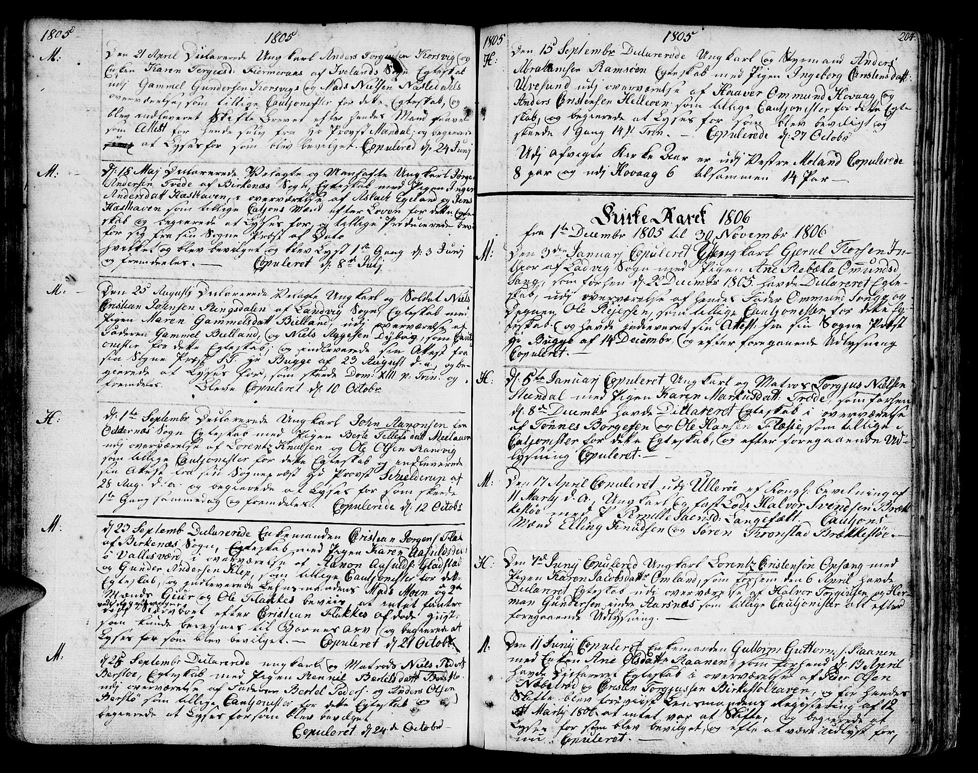 Vestre Moland sokneprestkontor, AV/SAK-1111-0046/F/Fa/Fab/L0002: Ministerialbok nr. A 2, 1760-1816, s. 204