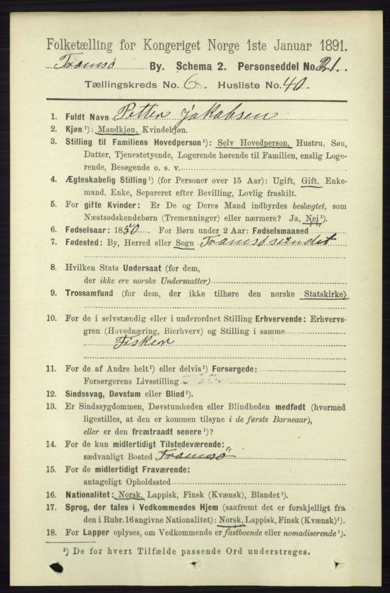 RA, Folketelling 1891 for 1902 Tromsø kjøpstad, 1891, s. 6068