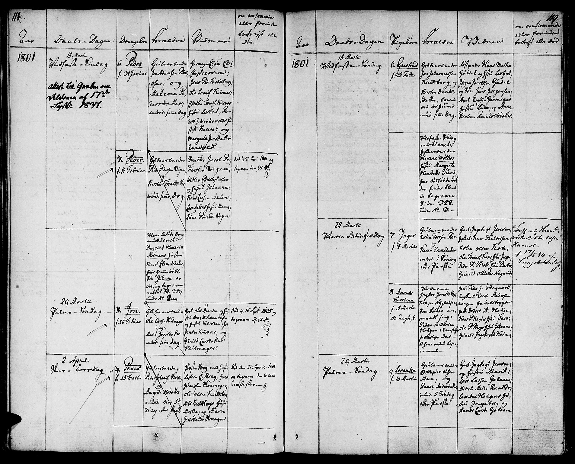Ministerialprotokoller, klokkerbøker og fødselsregistre - Sør-Trøndelag, SAT/A-1456/681/L0927: Ministerialbok nr. 681A05, 1798-1808, s. 118-119
