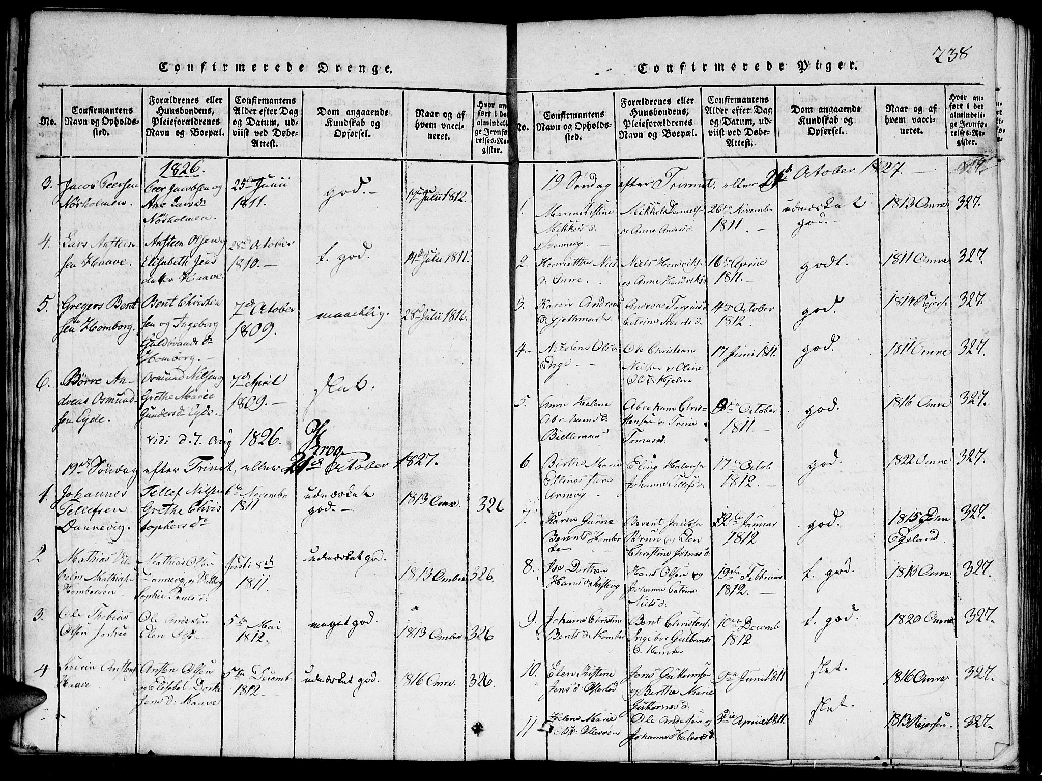 Hommedal sokneprestkontor, SAK/1111-0023/F/Fa/Faa/L0001: Ministerialbok nr. A 1, 1816-1860, s. 238
