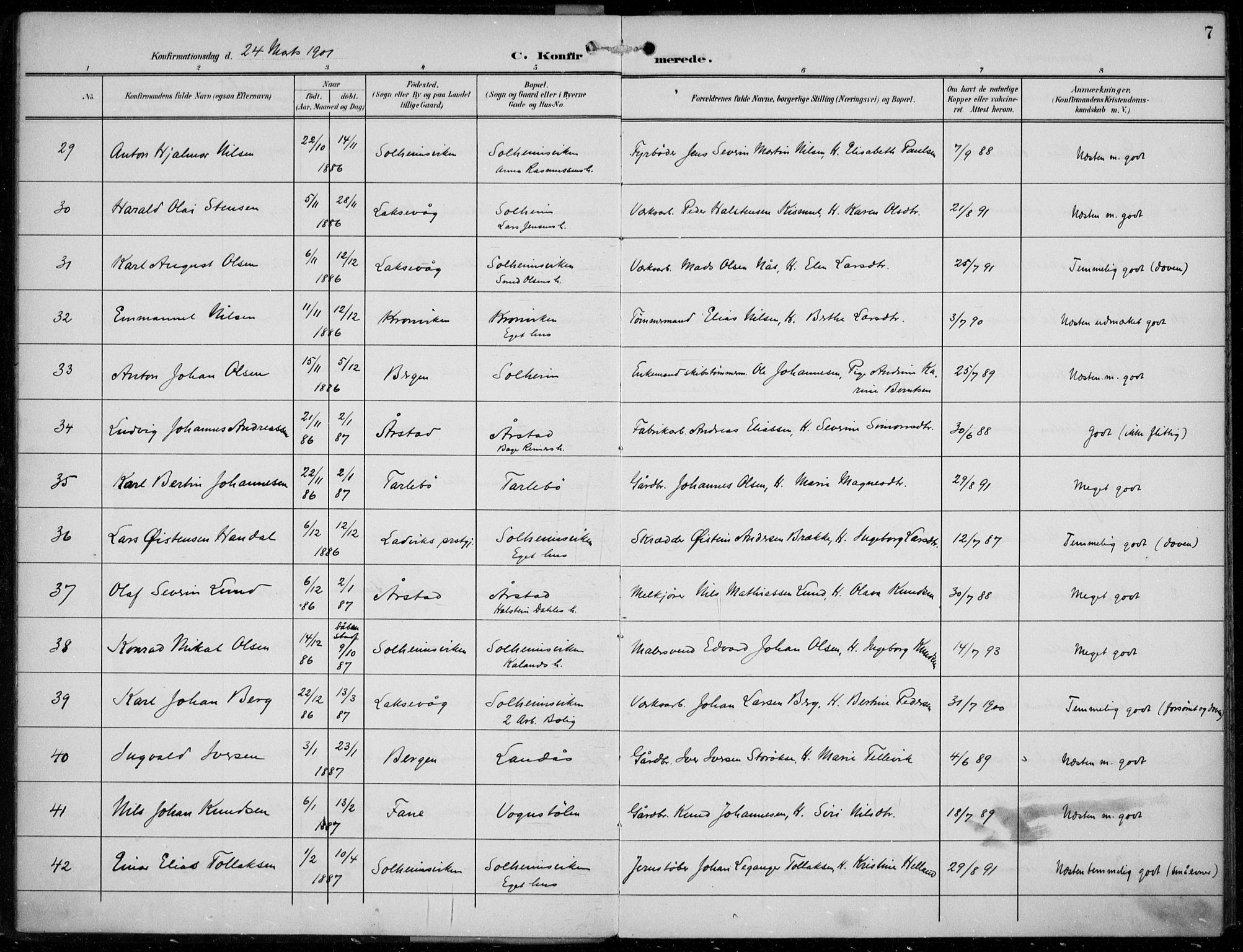 Årstad Sokneprestembete, AV/SAB-A-79301/H/Haa/L0007: Ministerialbok nr. B 2, 1901-1914, s. 7