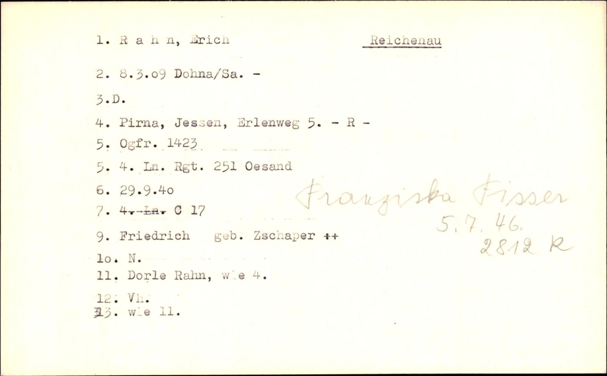 Hjemsendte tyskere , AV/RA-RAFA-6487/D/Db/L0022: Raguse-Roseuow, 1945-1947, s. 4