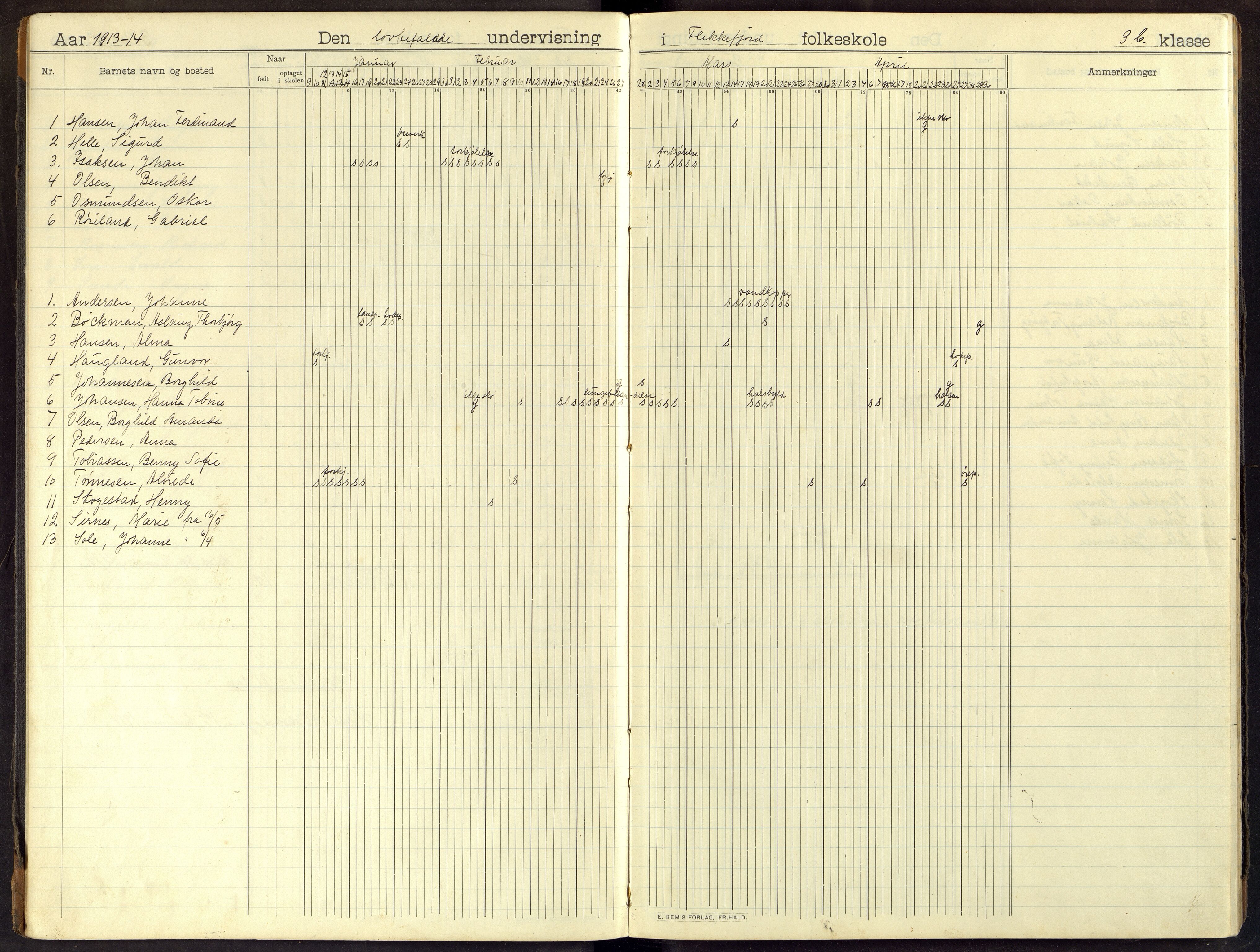 Flekkefjord By - Flekkefjord Folkeskole, ARKSOR/1004FG550/I/L0006: Dagbok, 1913-1923