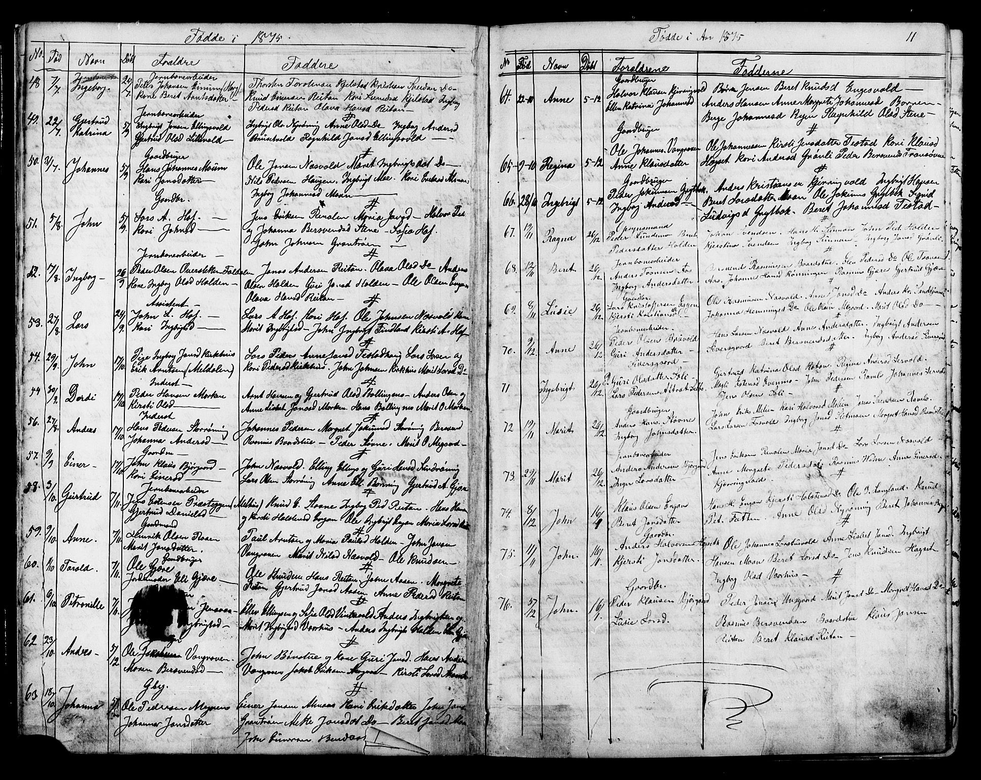 Ministerialprotokoller, klokkerbøker og fødselsregistre - Sør-Trøndelag, AV/SAT-A-1456/686/L0985: Klokkerbok nr. 686C01, 1871-1933, s. 11