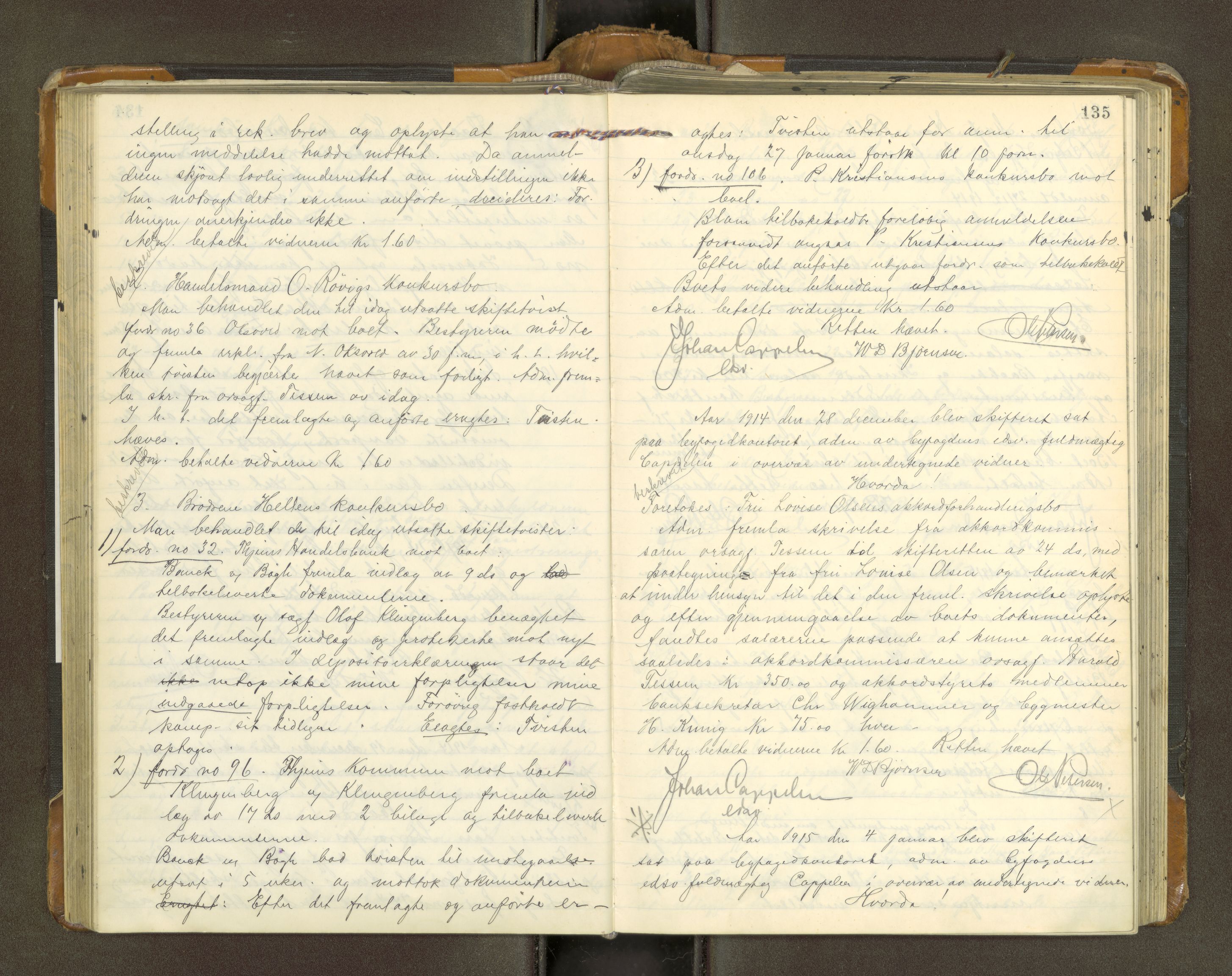 Trondheim byfogd, AV/SAT-A-0003/1/3/3B/L0019: Skiftebehandlingsprotokoll (u/ register) U, 1914-1919, s. 135