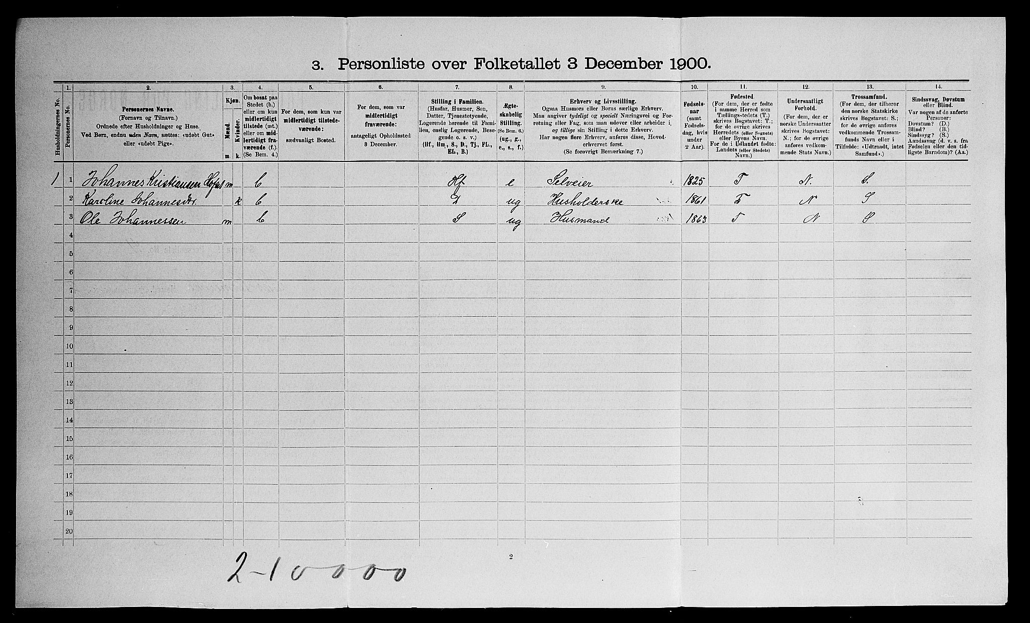 SAO, Folketelling 1900 for 0236 Nes herred, 1900