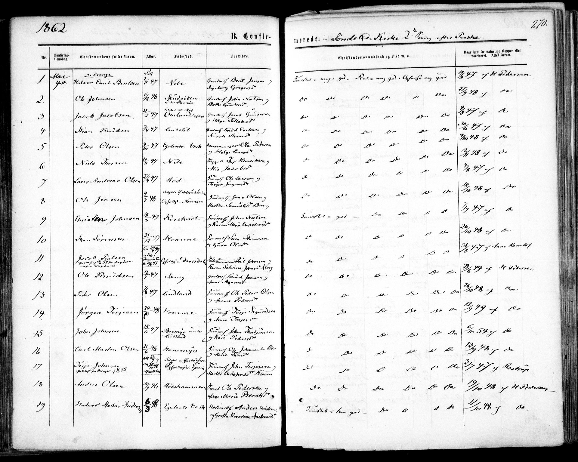 Søndeled sokneprestkontor, AV/SAK-1111-0038/F/Fa/L0003: Ministerialbok nr. A 3, 1861-1879, s. 270