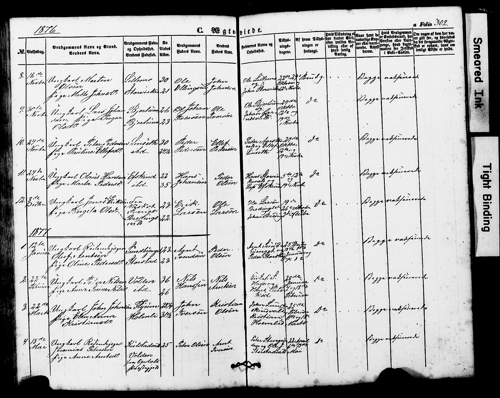 Ministerialprotokoller, klokkerbøker og fødselsregistre - Nord-Trøndelag, SAT/A-1458/724/L0268: Klokkerbok nr. 724C04, 1846-1878, s. 302